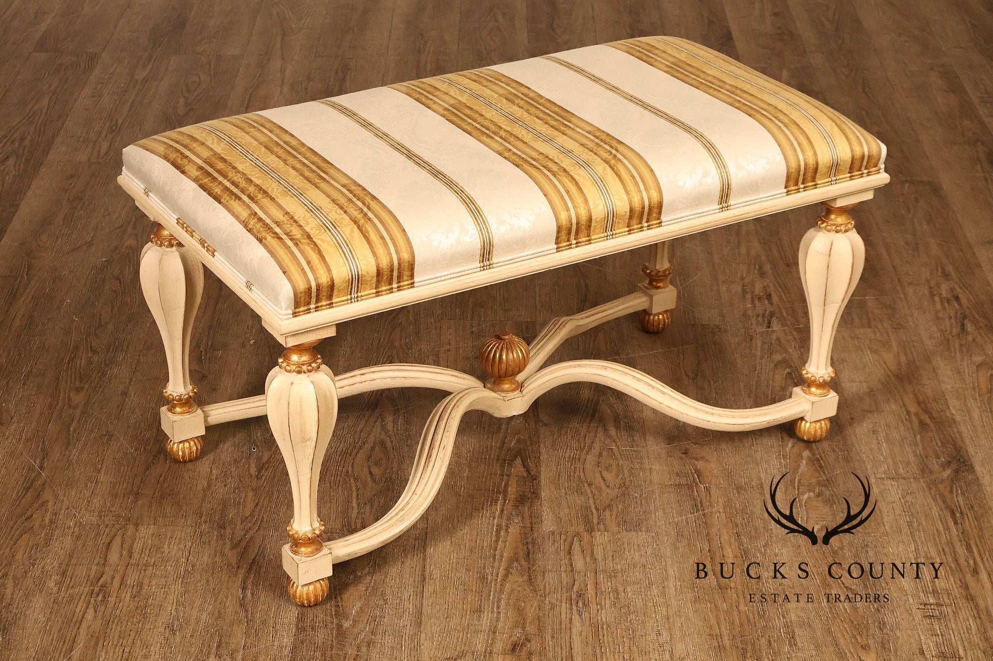 Decorative Crafts Inc. Italian Renaissance Style Partial Giltwood Painted Window Bench