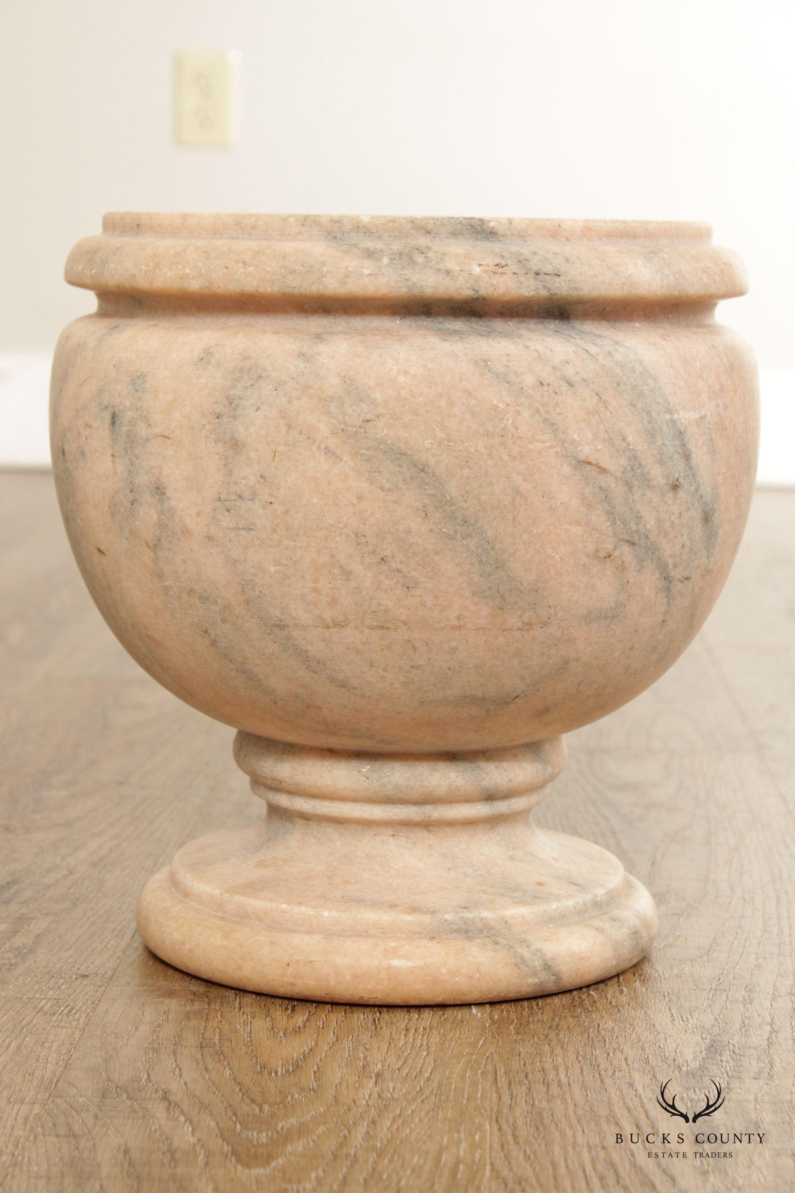 Antique Style Marble Footed Urn Vase with Turned Rim