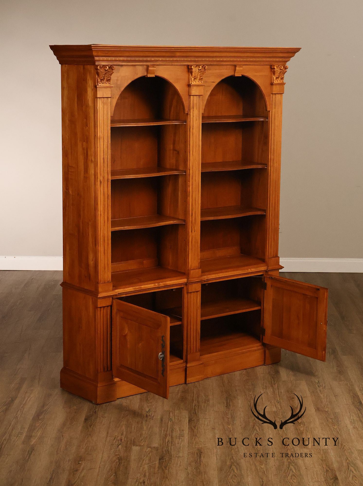 ETHAN ALLEN 'LEGACY' DOUBLE ARCHED BOOKCASE