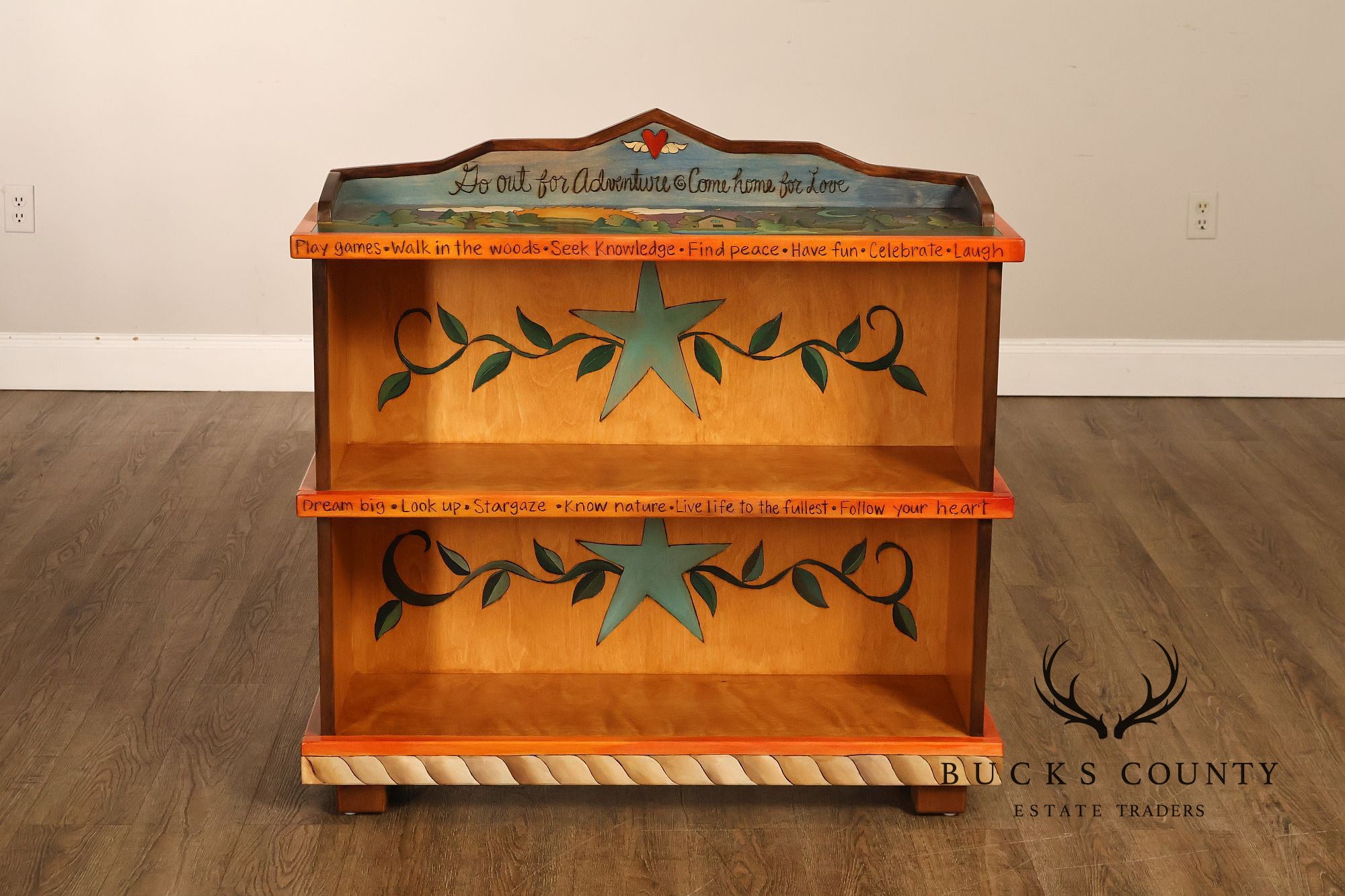 Sticks Artisan Hand Painted Open Bookcase