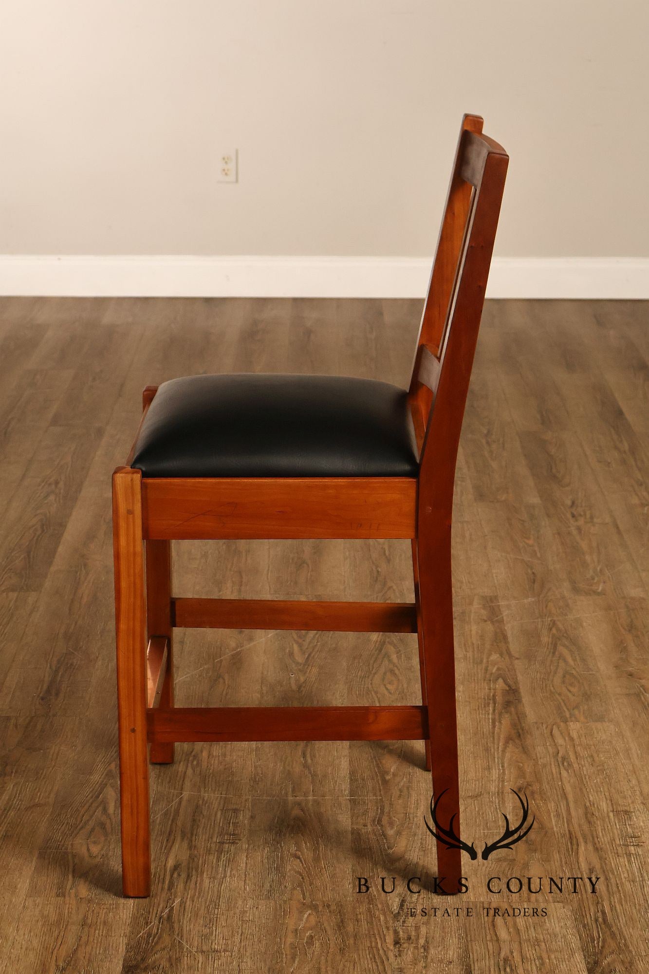 Stickley Mission Collection Cherry Upholstered Counter Height Pair of Stools