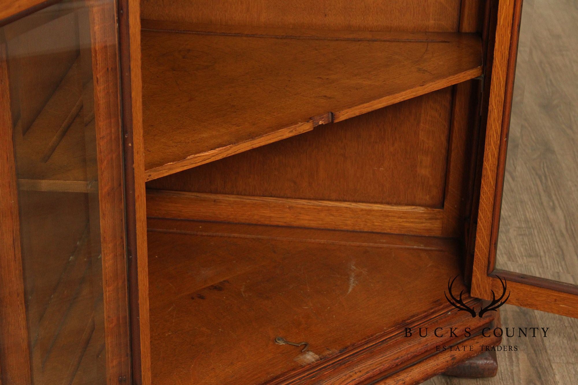 Antique Victorian Oak Corner China Cabinet
