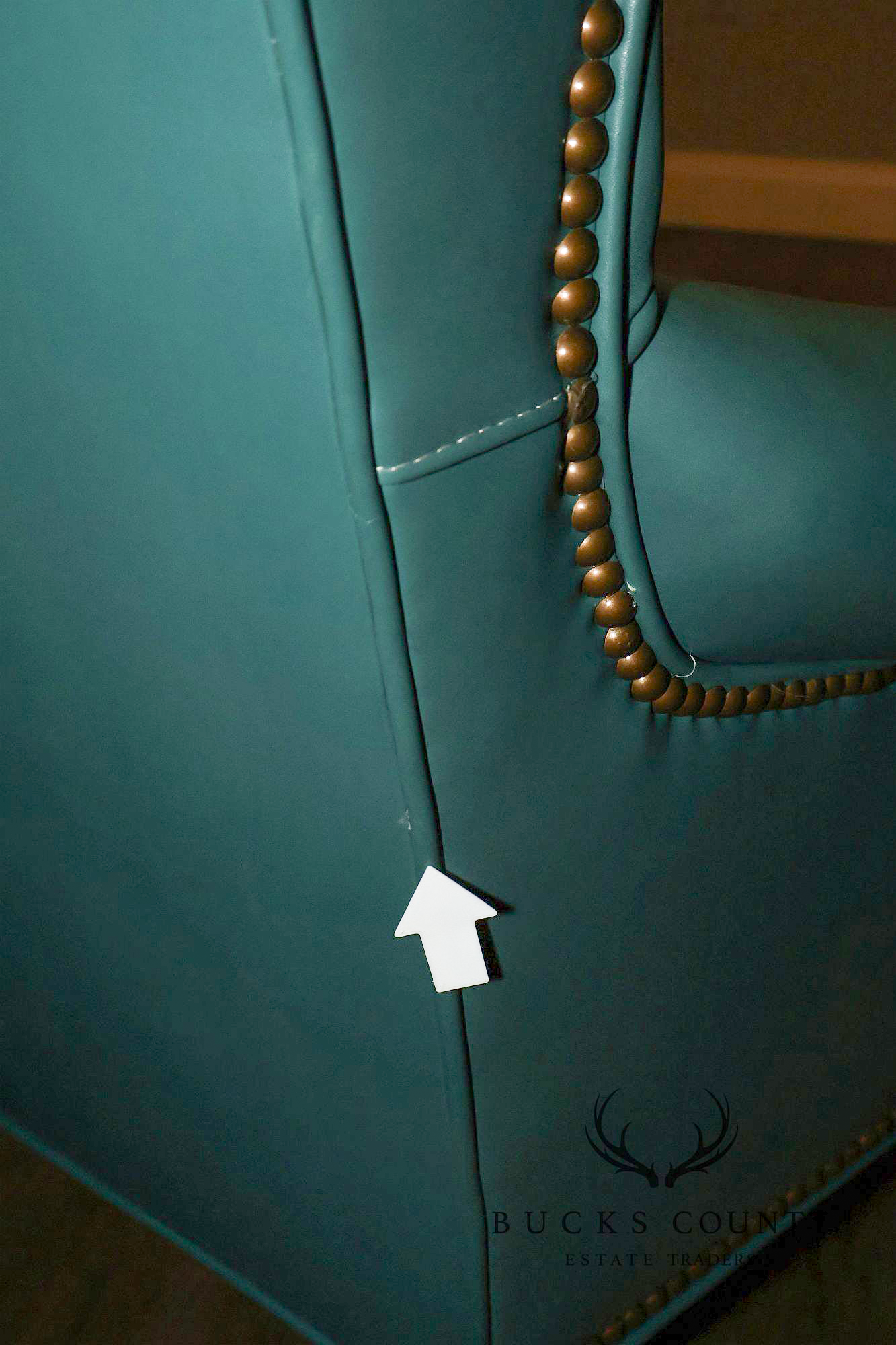 Distinction Furniture Chippendale Style Green Leather Wingback Armchair