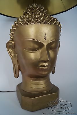 Vintage Pair of Mid Century Buddha Head Lamps by Plasto Co.