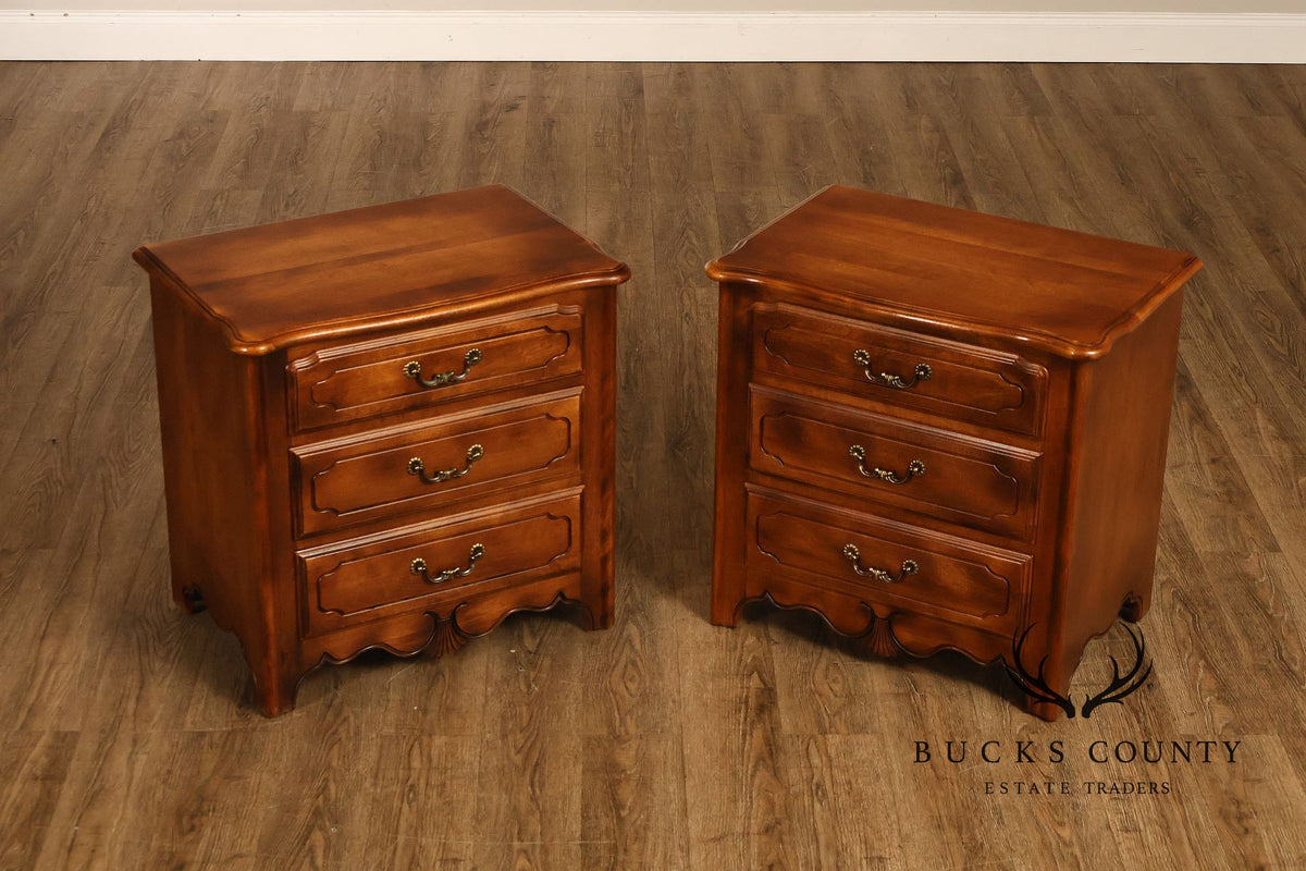 Ethan Allen Pair Of County French Collection Three Drawer Nightstands