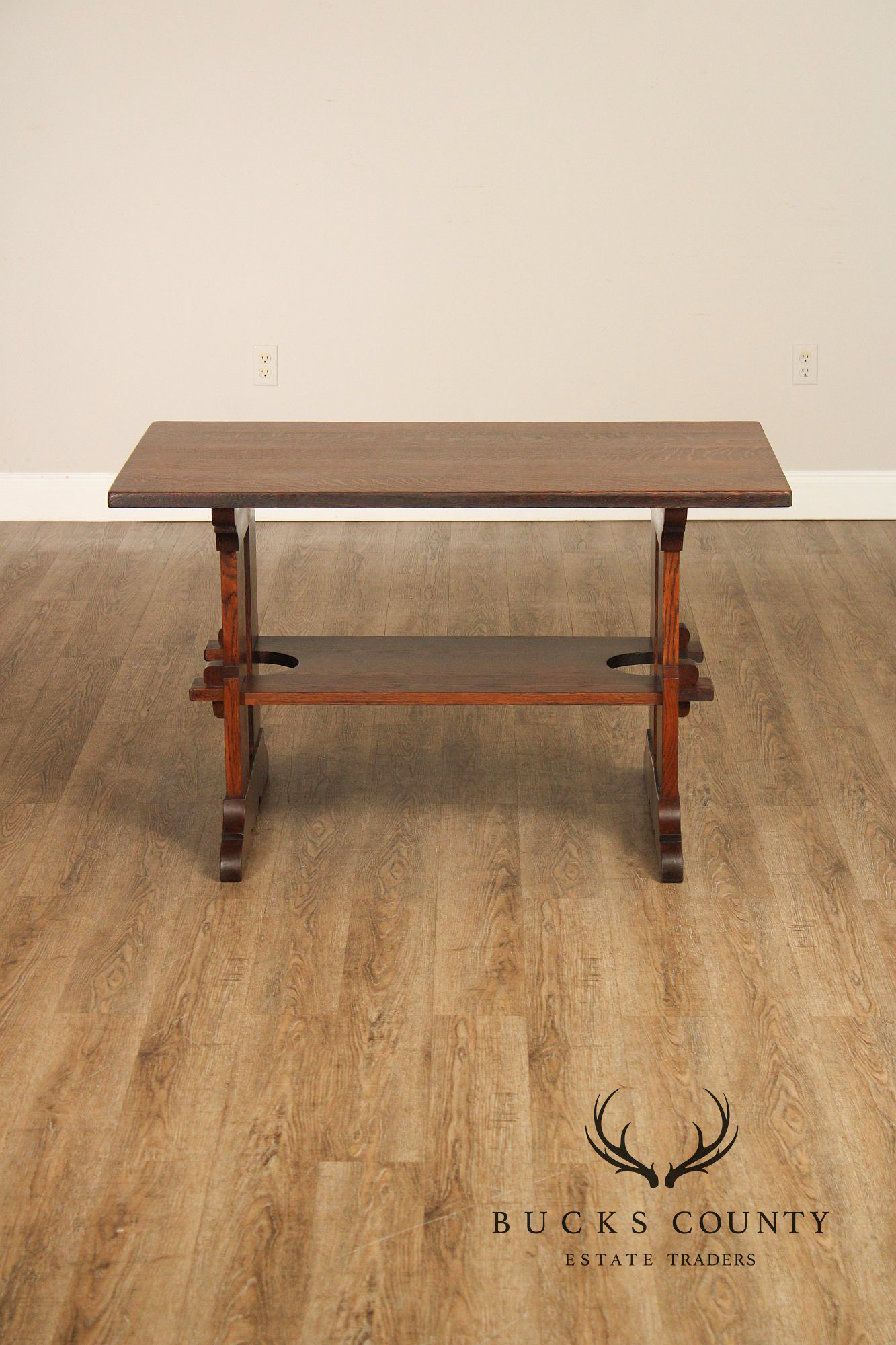 L. & J.G. Stickley Antique Mission Oak Trestle Table #593