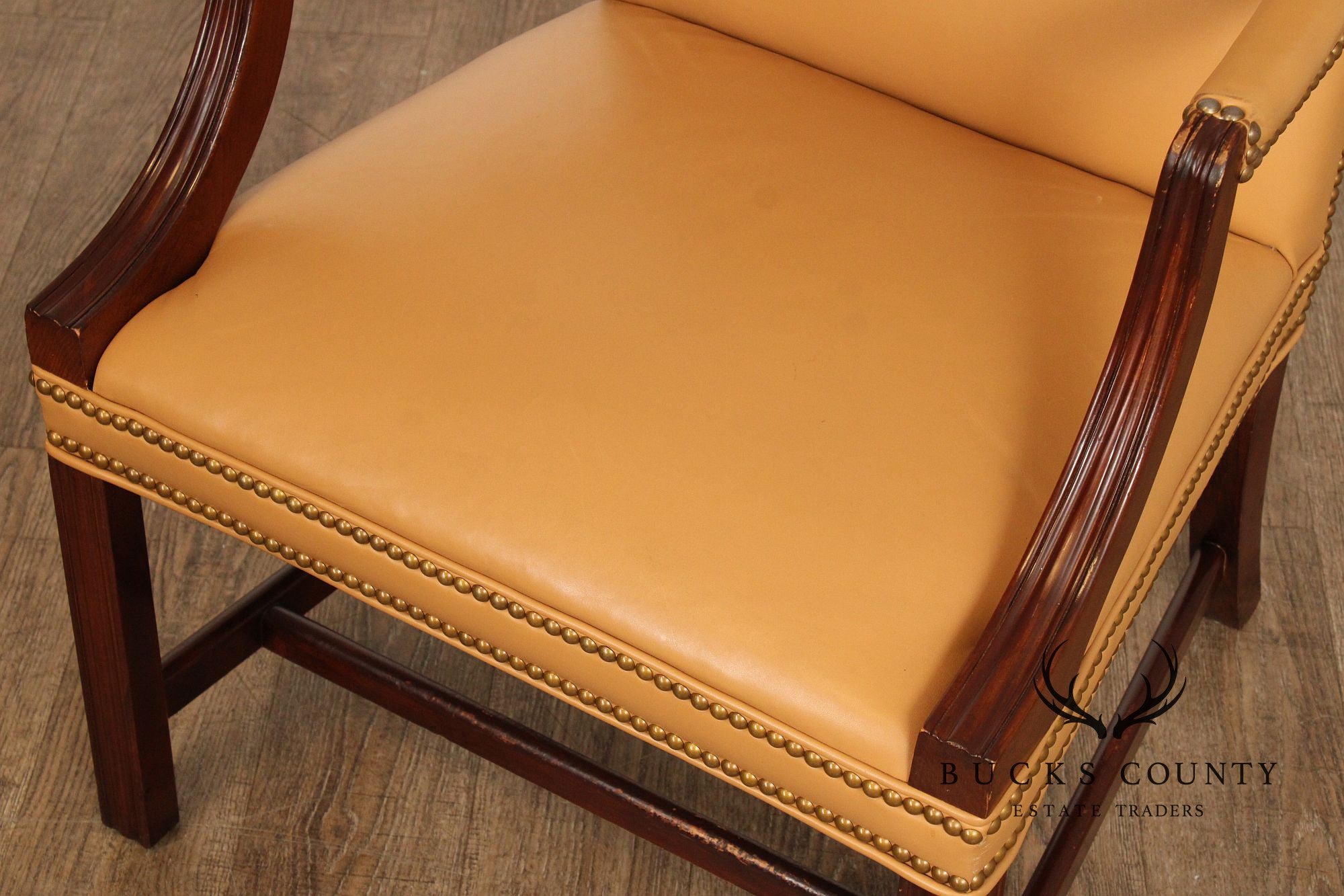 Chippendale Style Leather Martha Washington Armchair