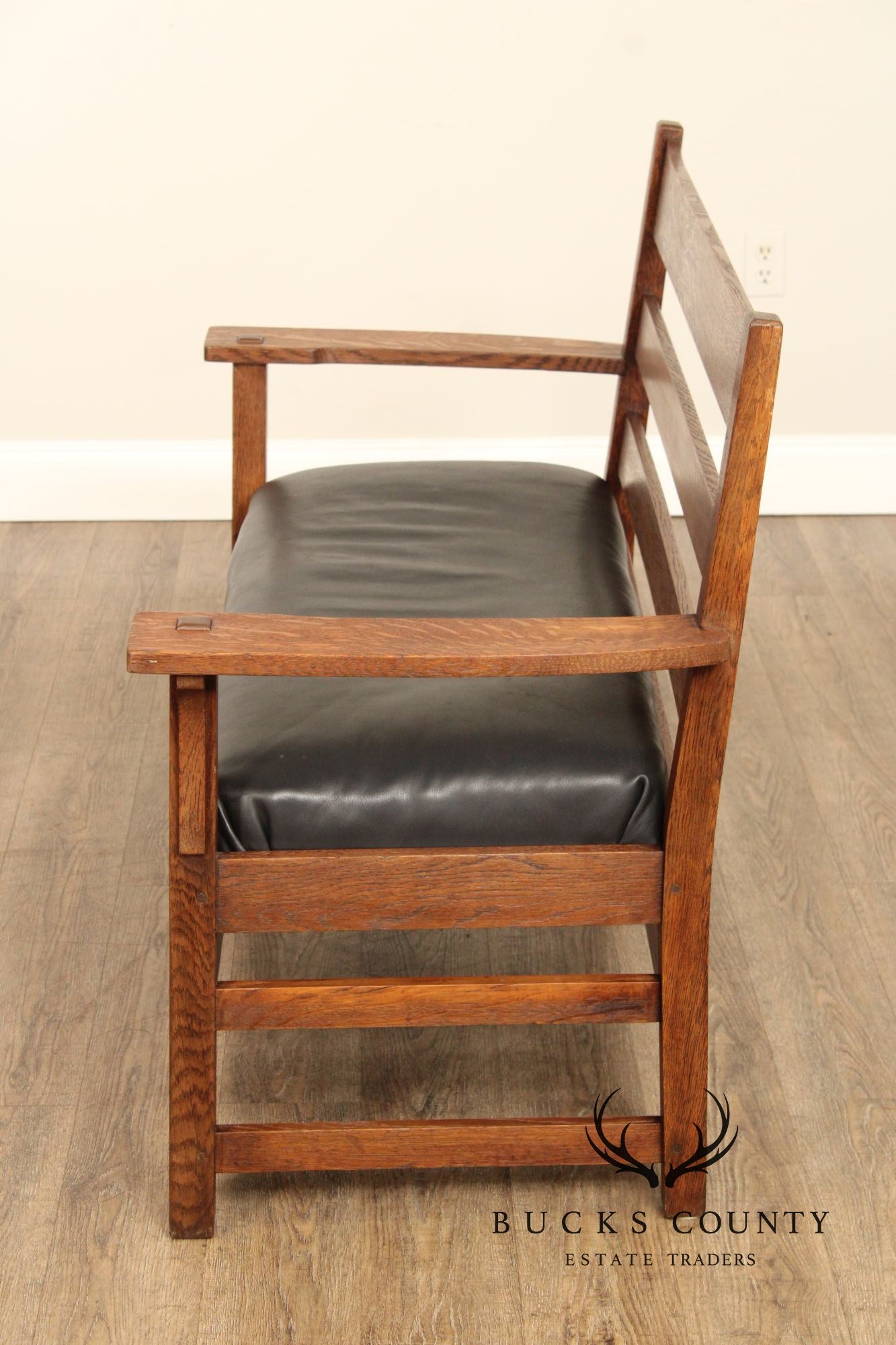 L. & J.G. Stickley Antique Mission Oak and Leather Settee