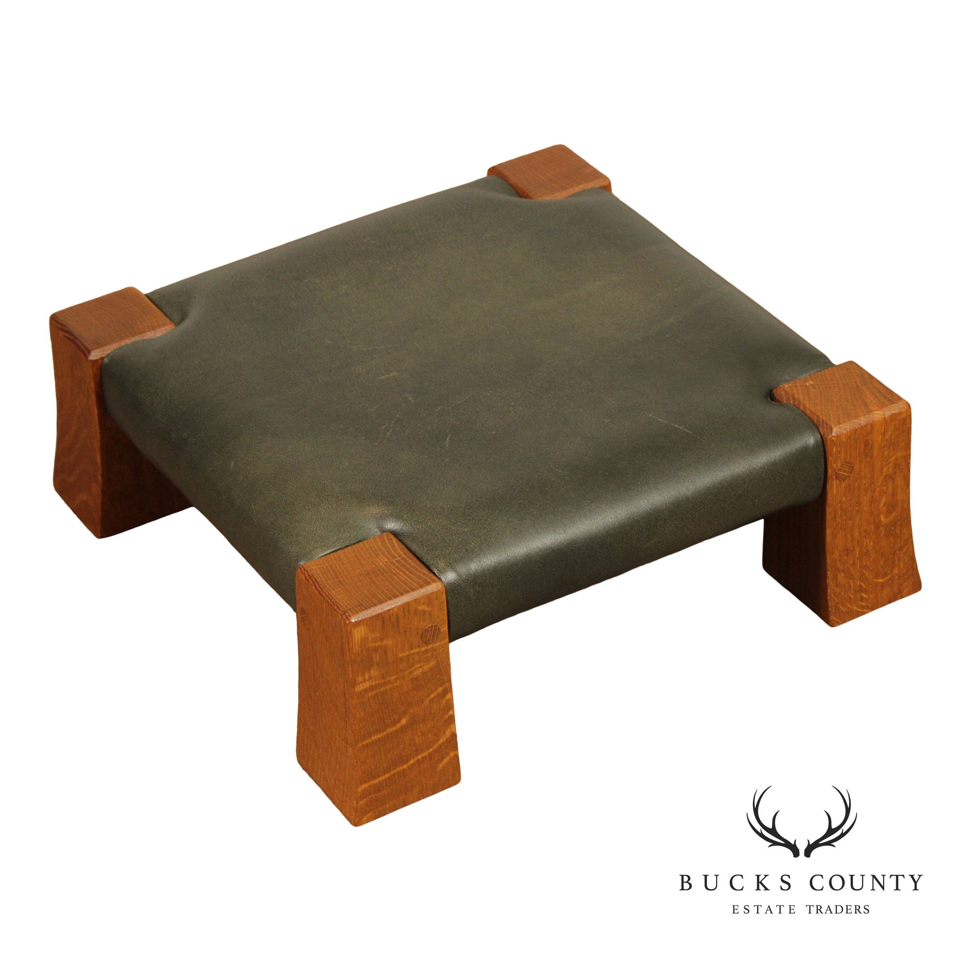 Stickley Mission Collection Oak and Leather Monk Footstool