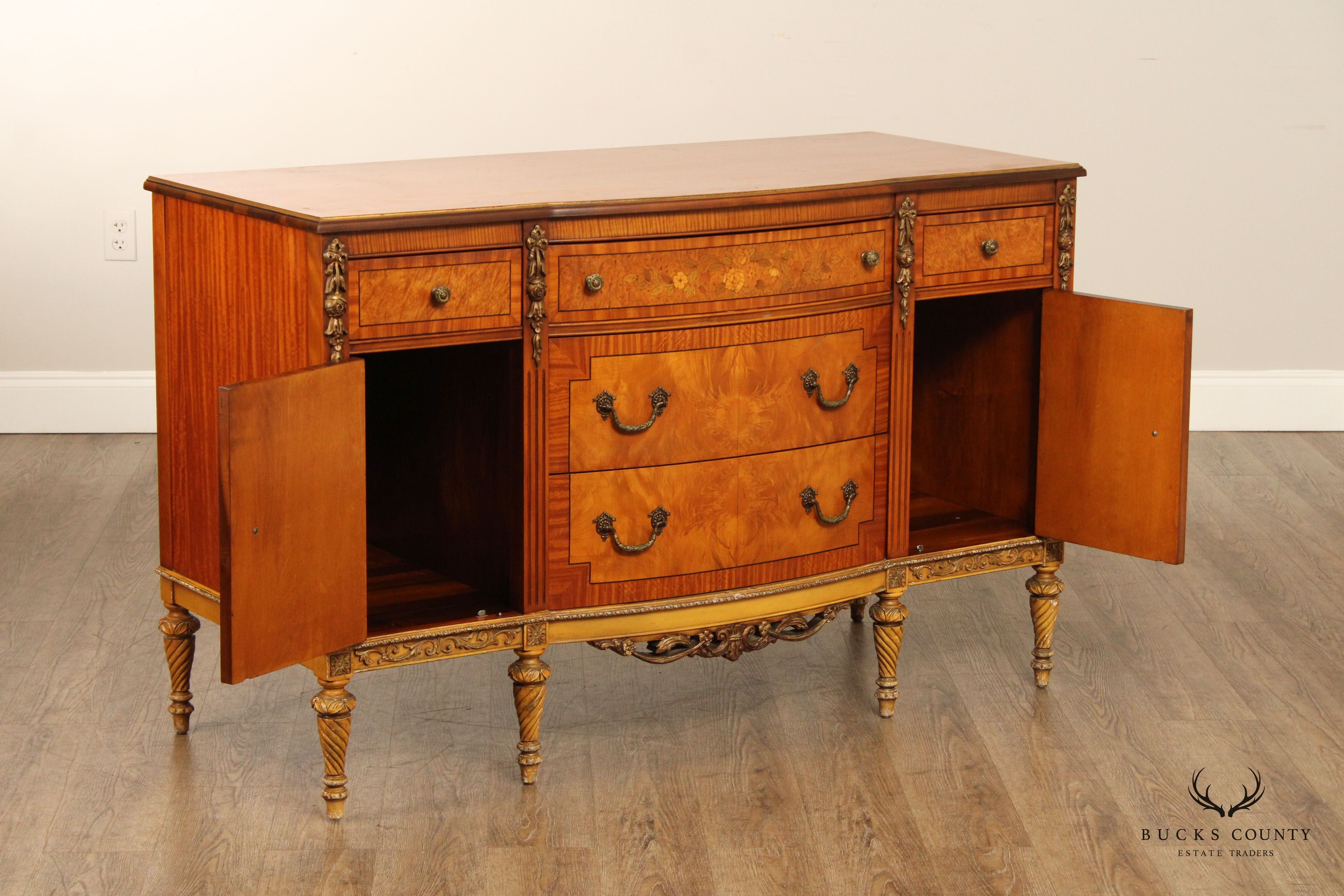 1930's French Napoleon III Style Marquetry Inlaid Dresser By John Stuart