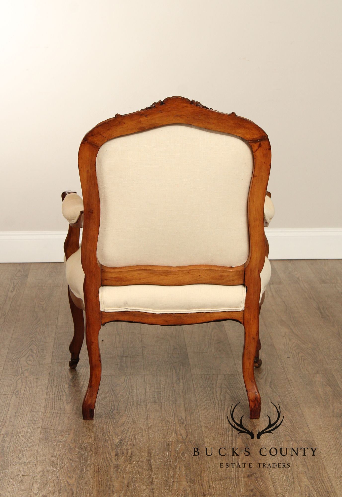 Antique French Louis XV Style Pair of Carved Walnut Fauteuil Armchairs