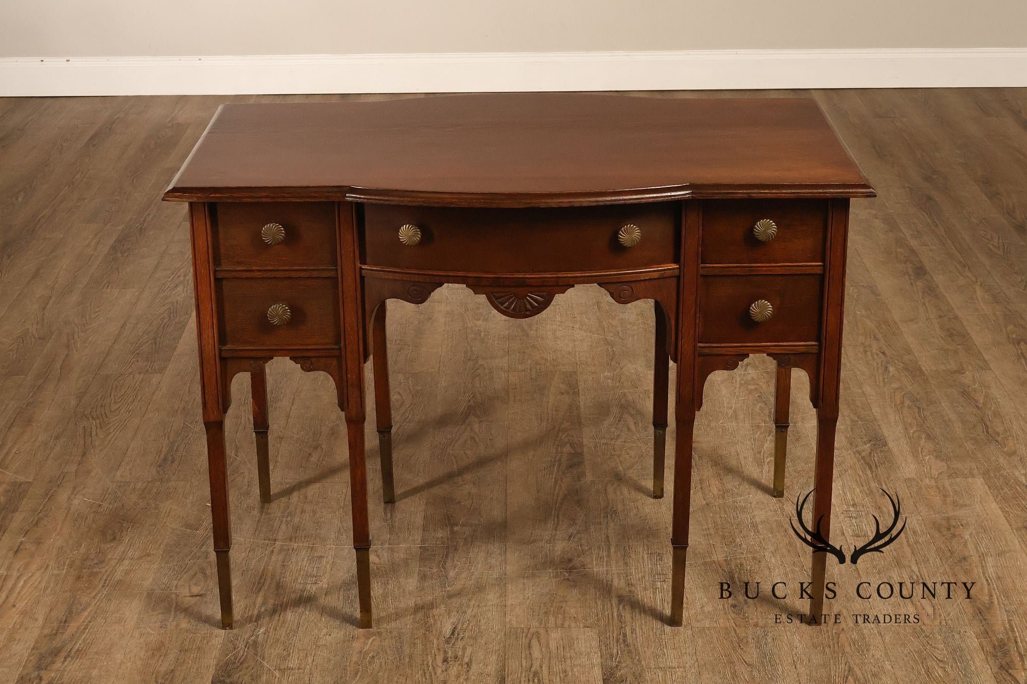 Antique Victorian Oak Partner's Writing Desk