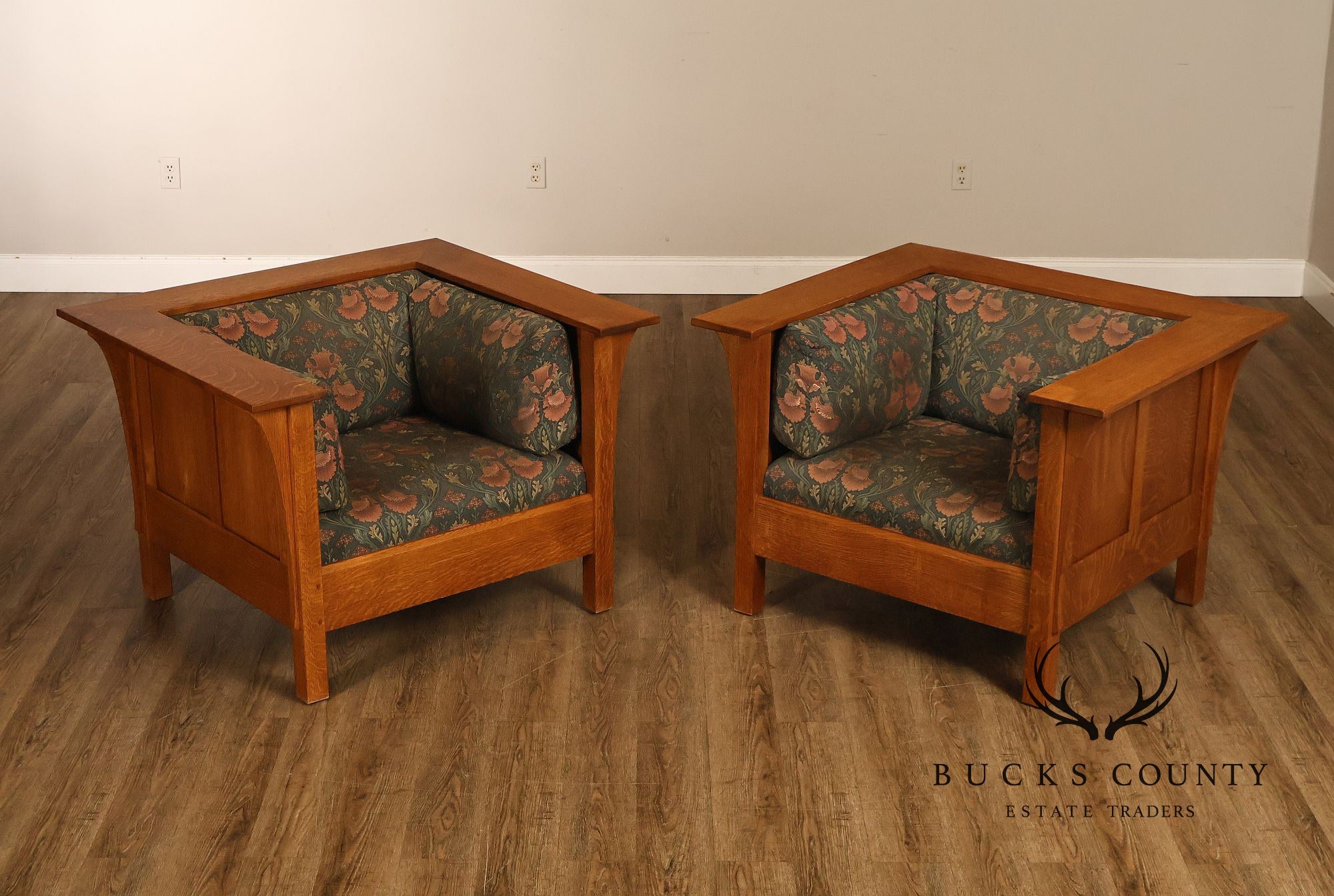 Stickley Mission Collection Pair of Oak Prairie Chairs