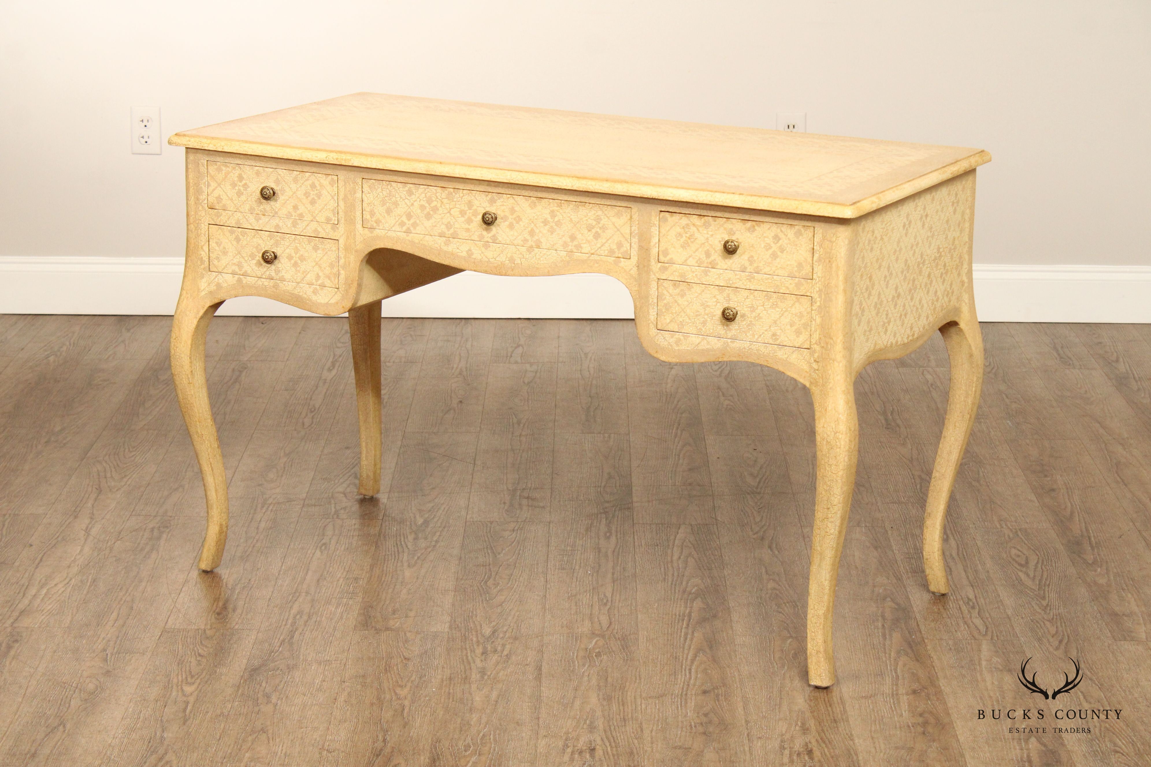 French Country Style Antiqued Painted Writing Desk