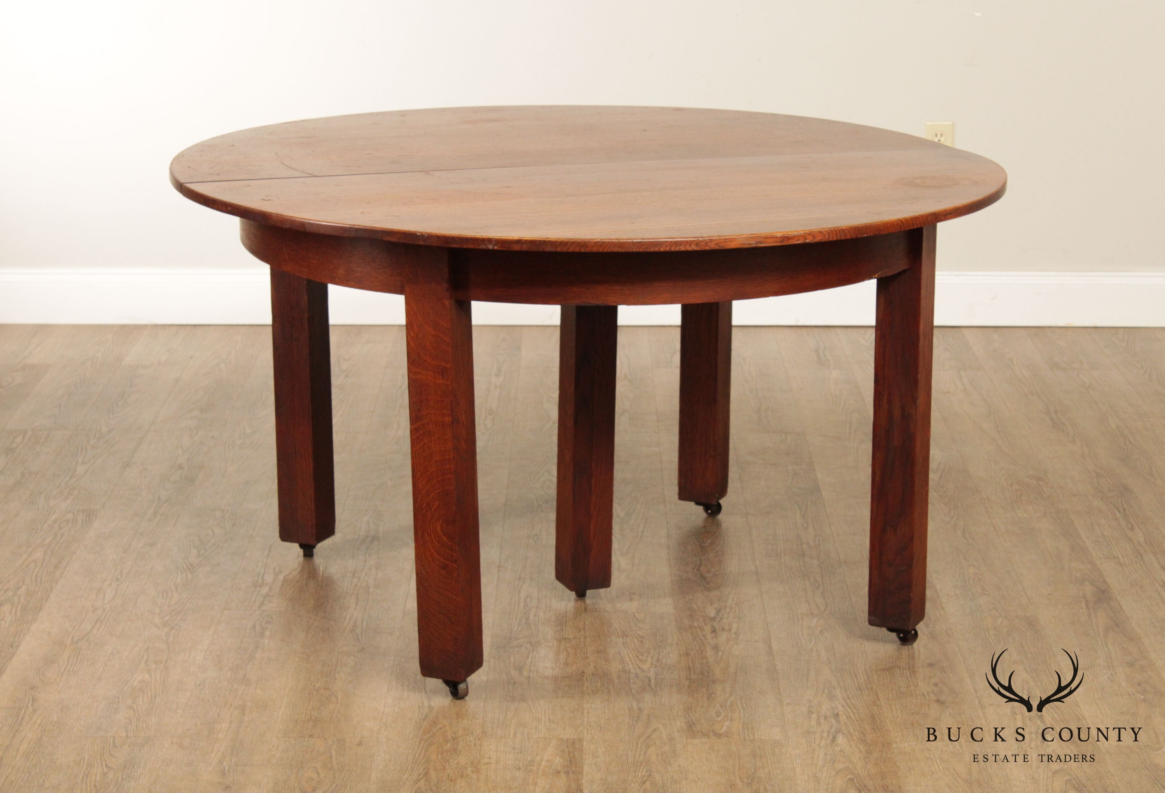 L. & J.G. Stickley Antique Round Oak Dining Table