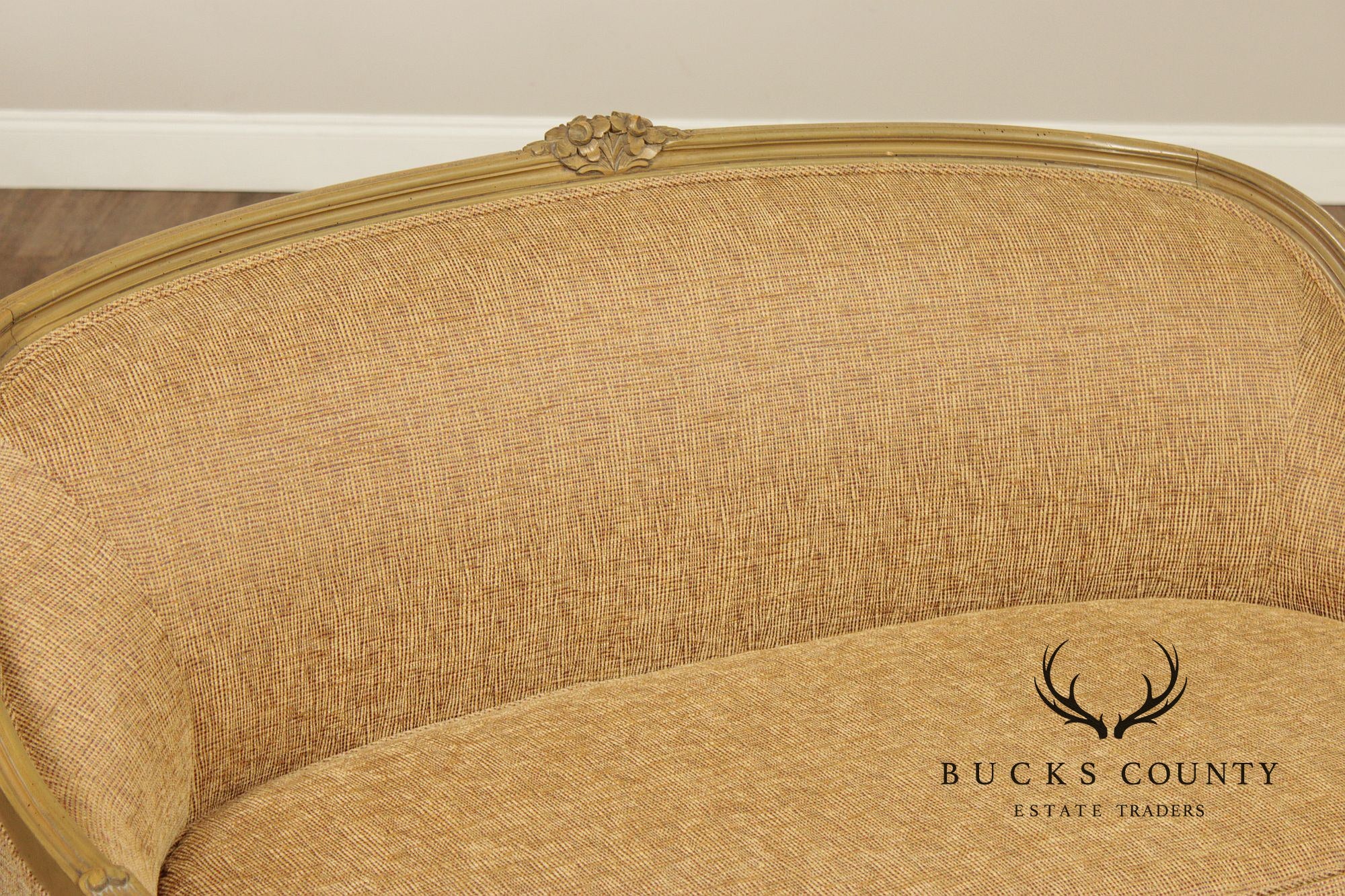 French Louis XV Style Distress Painted Settee Loveseat