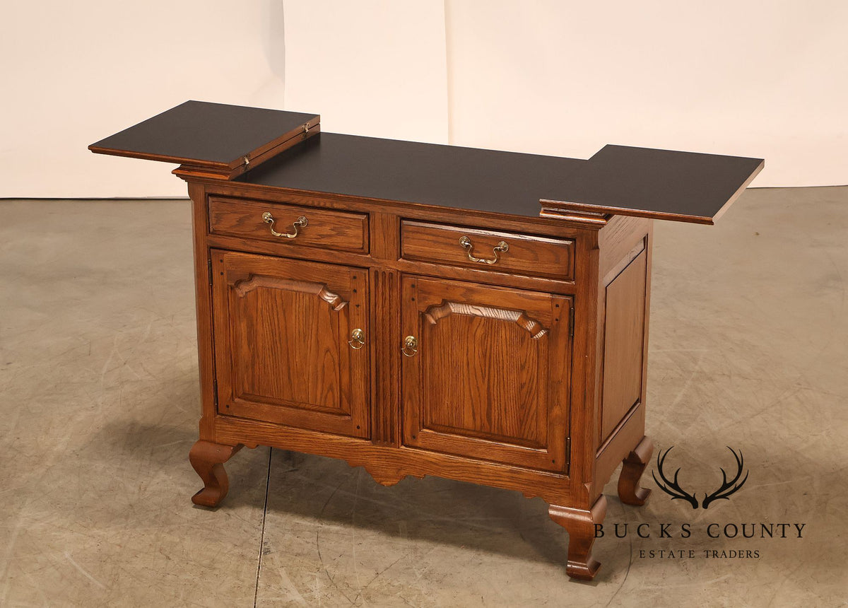 Ethan Allen Rustic Style Oak Flip Top Server