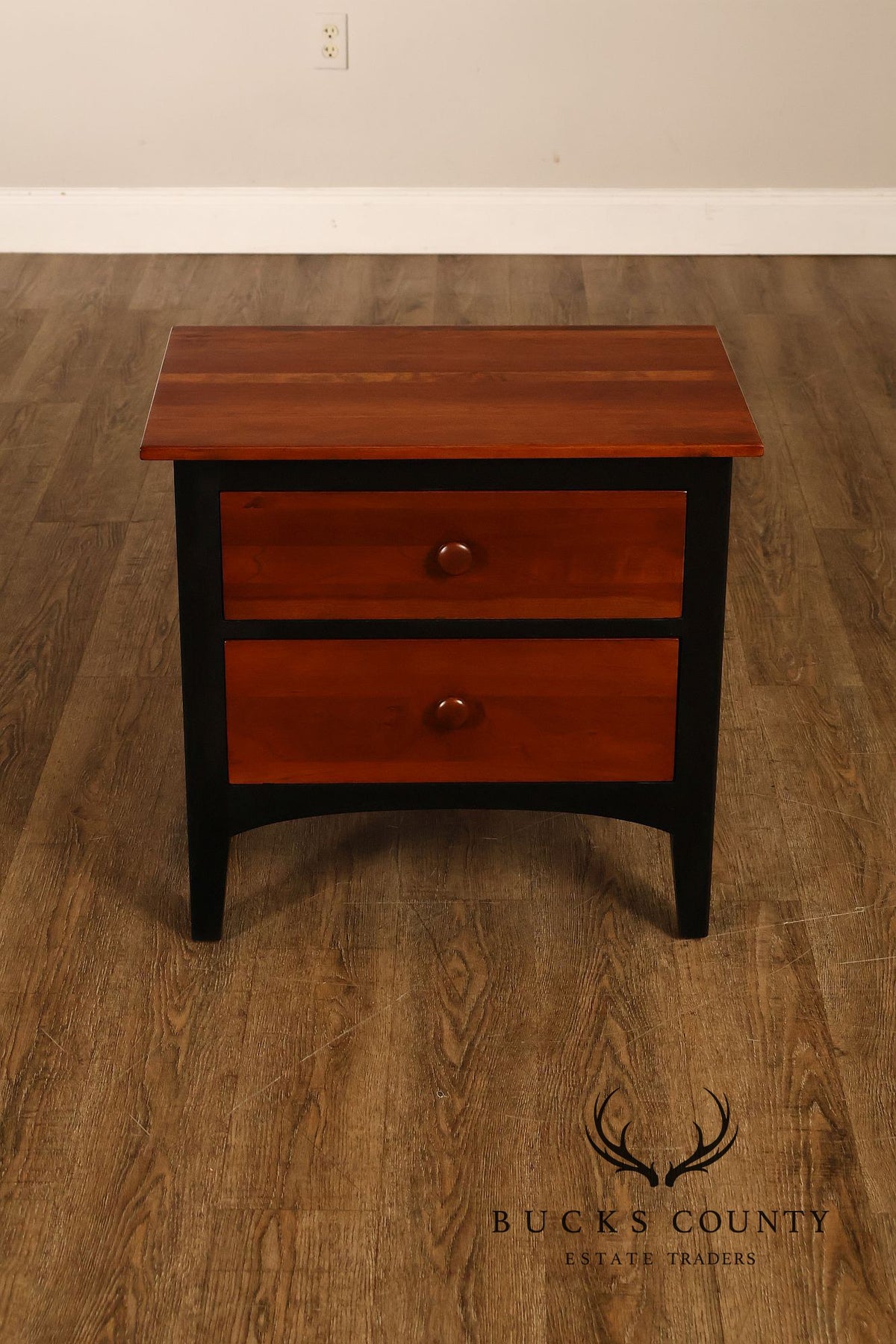 Ethan Allen American Impressions Pair Of Two-Tone Cherry Two Drawer Nightstands