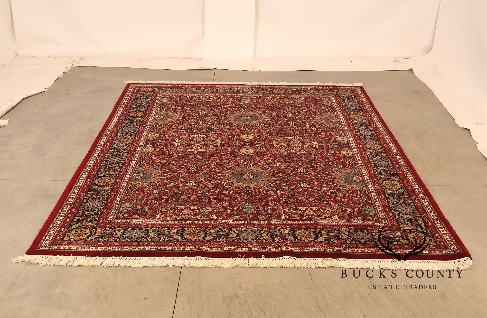 Hand Knotted Persian Style Wool Area Rug With Floral Medallion Design