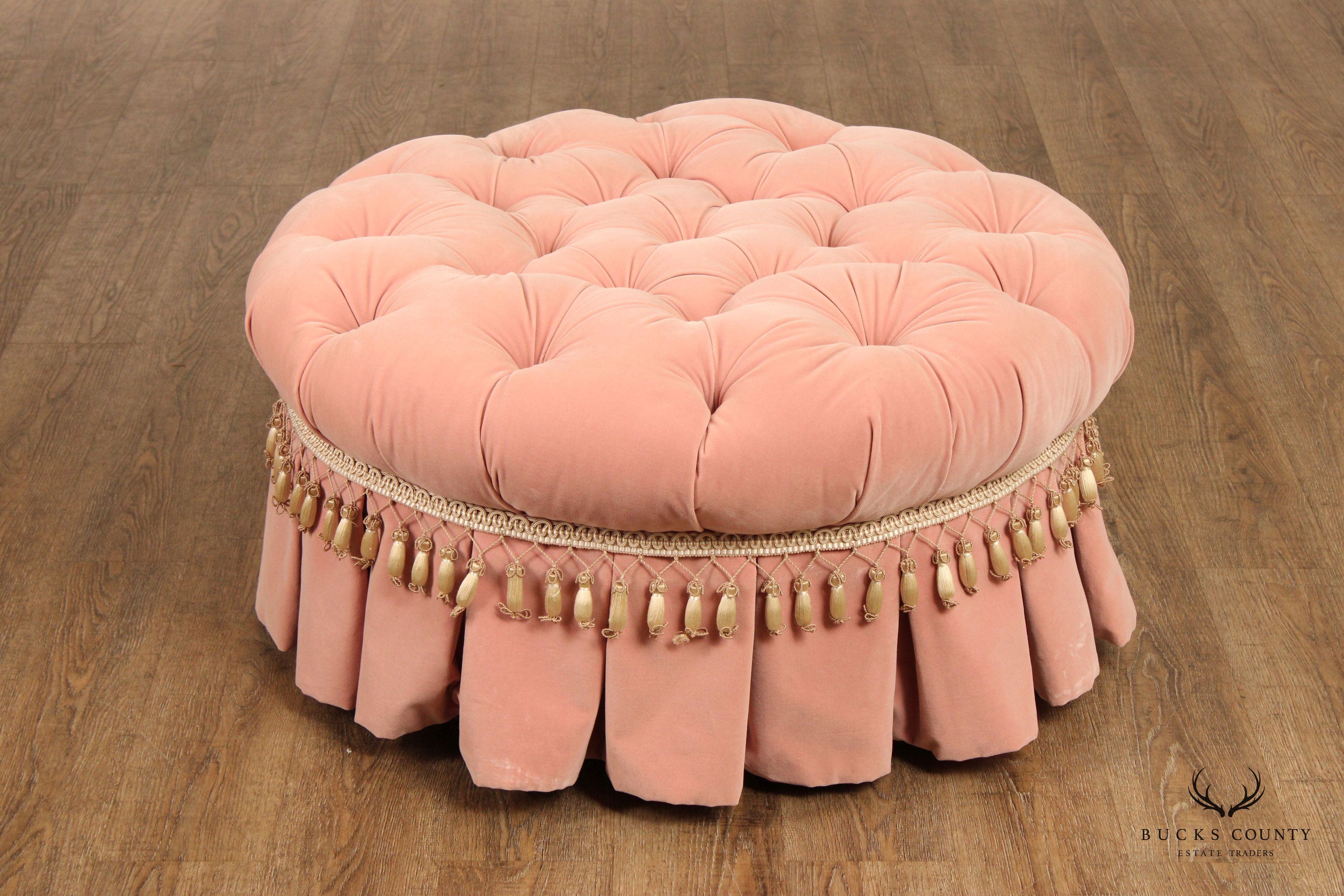 Karges Custom Upholstered Round Tufted Ottoman