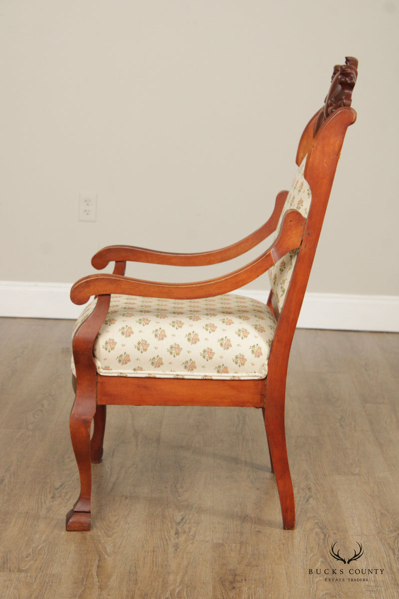 Antique Victorian Figural Carved  Armchair