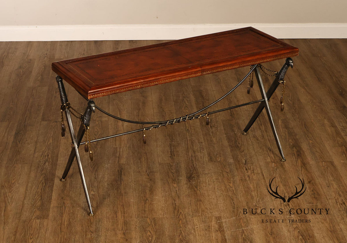 Maitland Smith Leather Top Sword Console