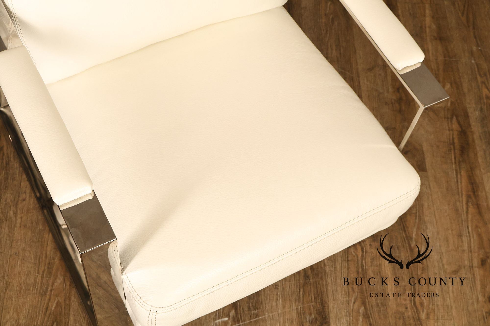Modern Style Chrome and Leather Lounge Chair
