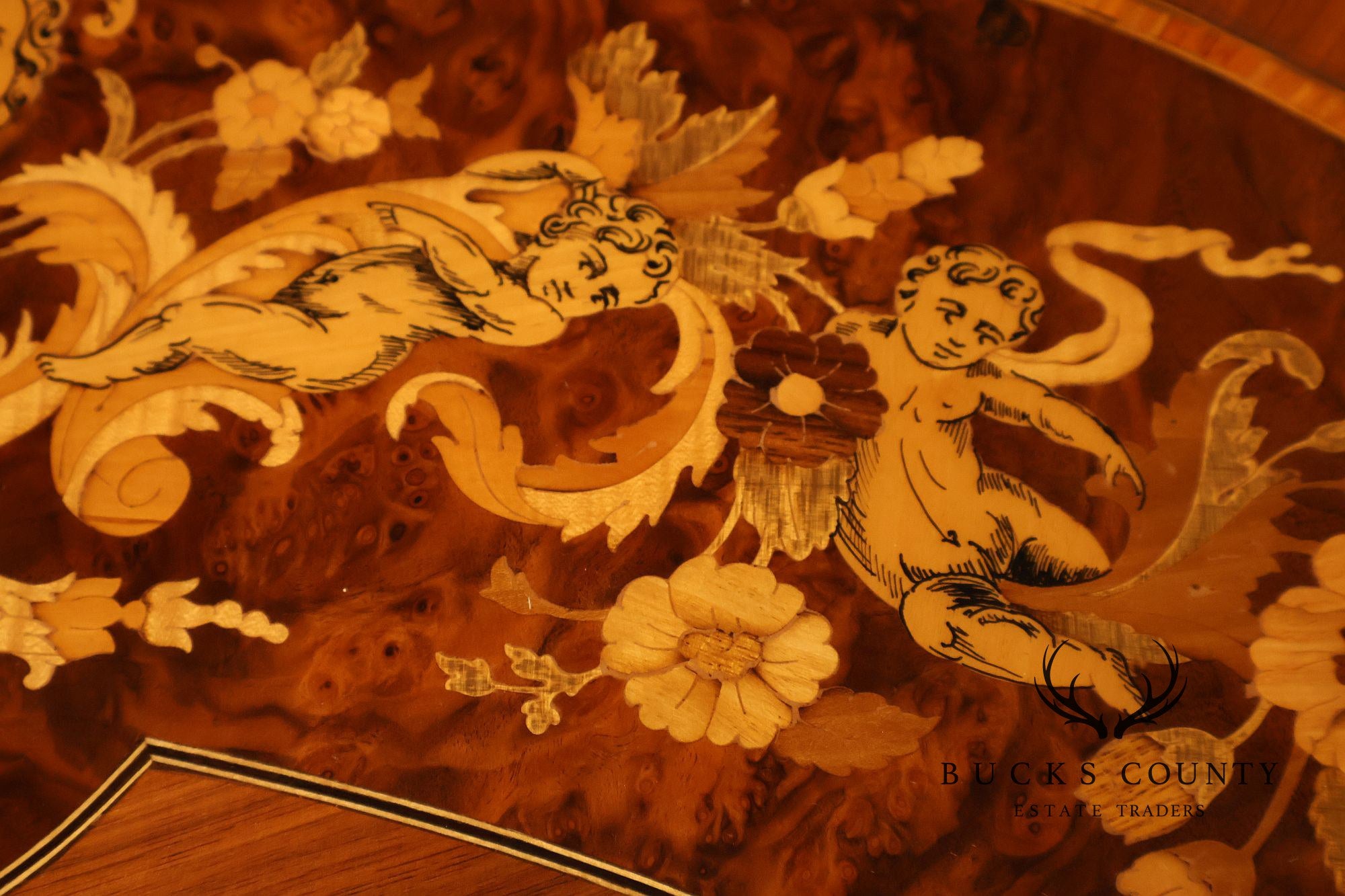 Italian Baroque Style Marquetry Inlaid Center Table