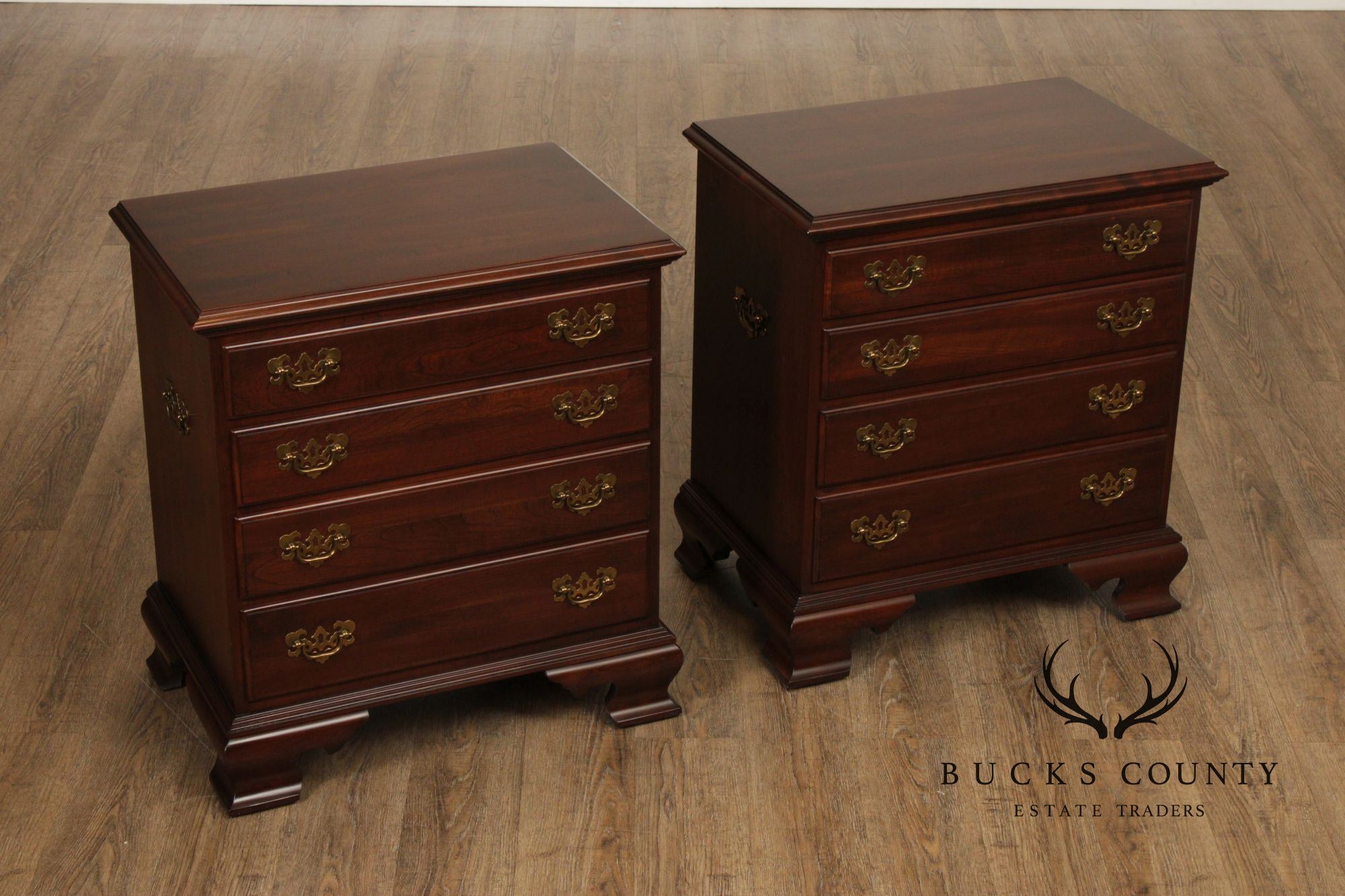 Ethan Allen Georgian Court Pair of Cherry Nightstands Chests