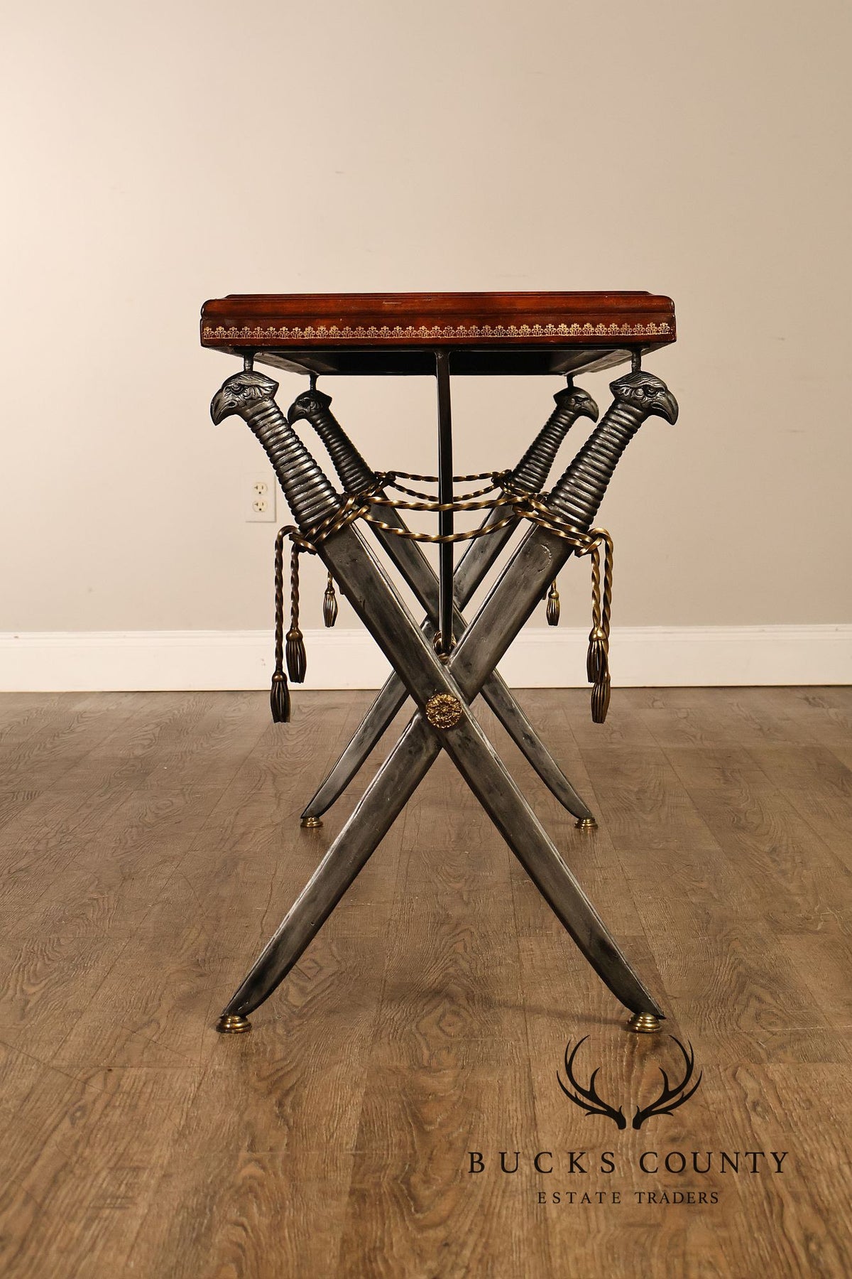 Maitland Smith Leather Top Sword Console