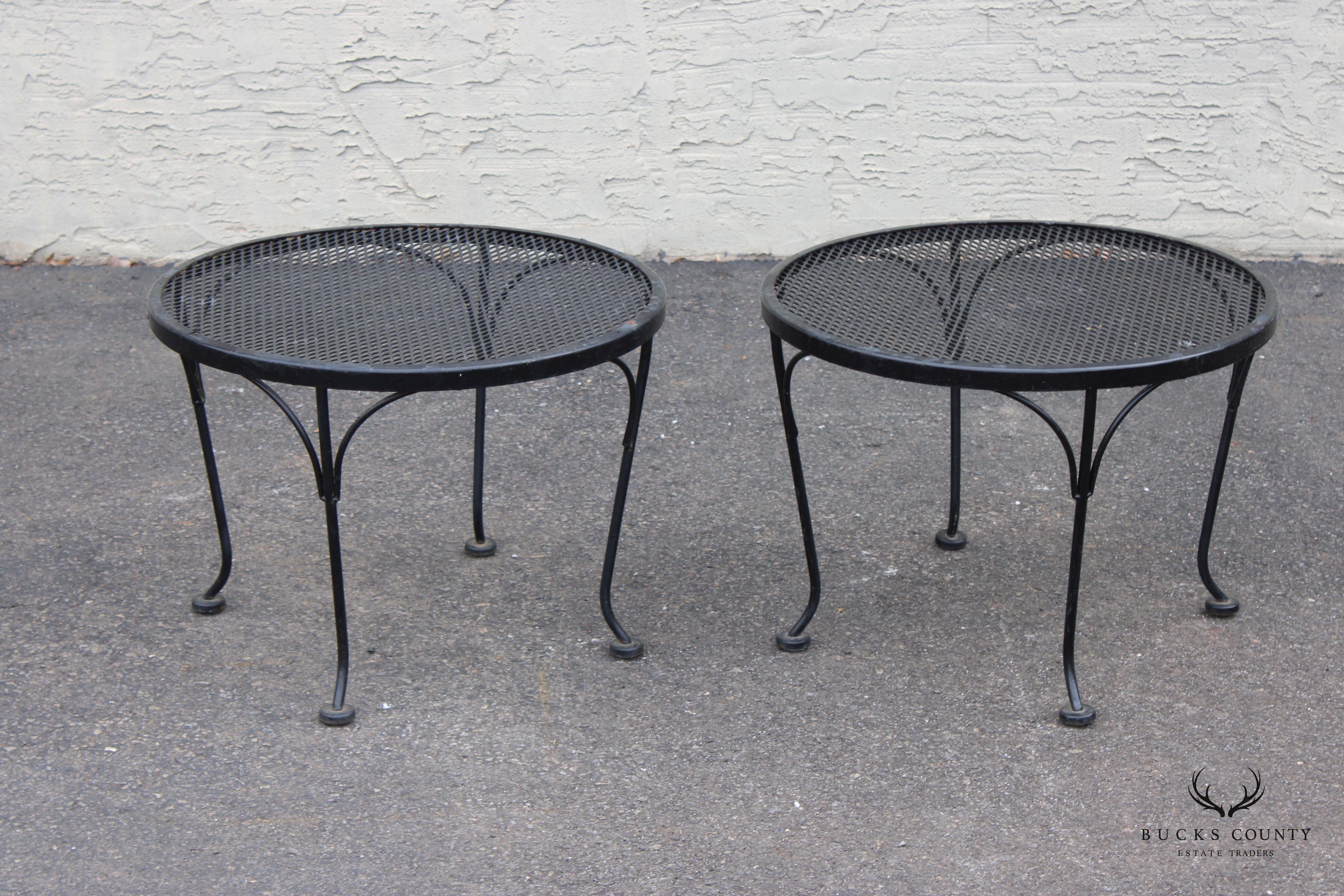 Woodard Pair of Wrought Iron Outdoor Patio Side Tables