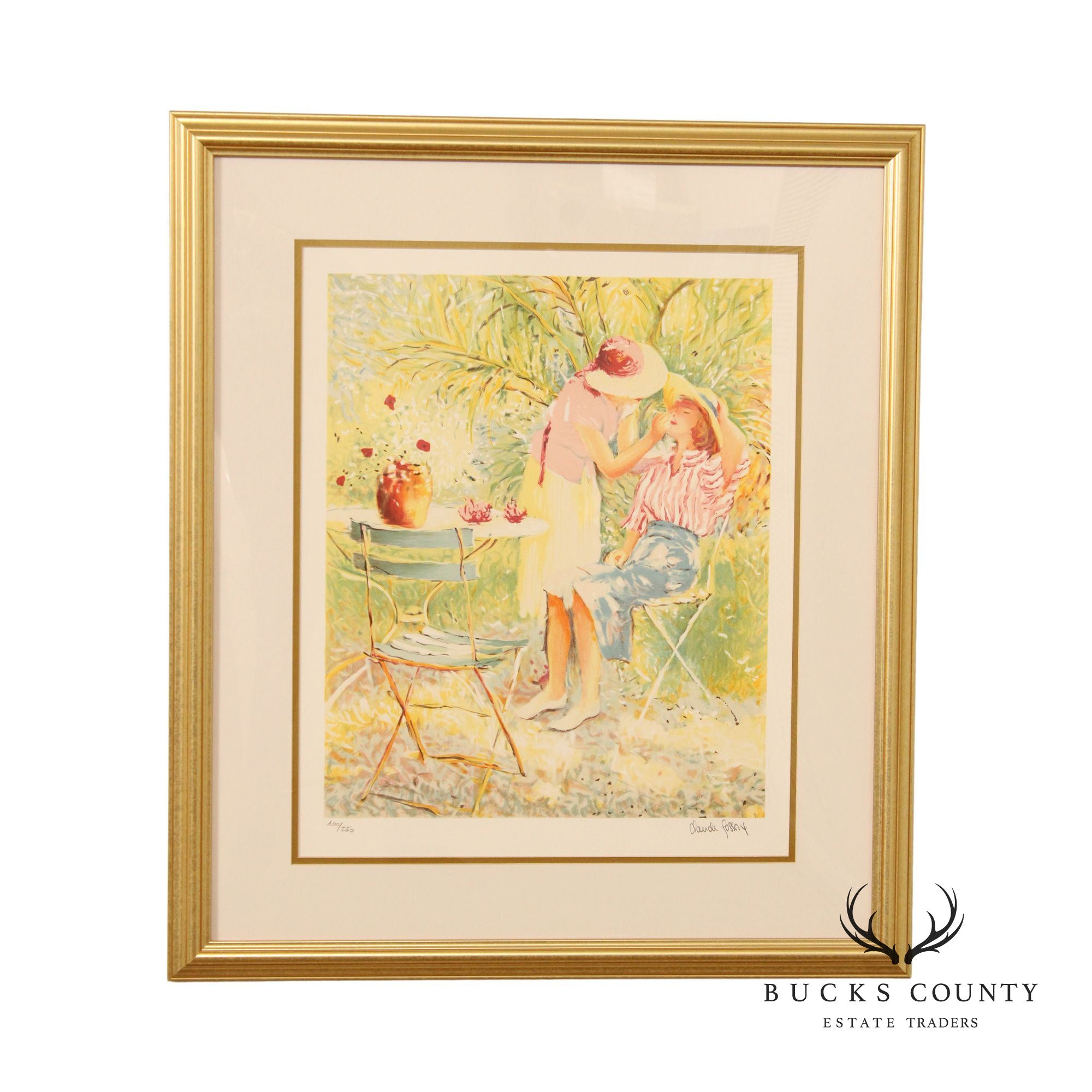 Claude Fossoux 'Mother and Child' Framed Lithograph Print