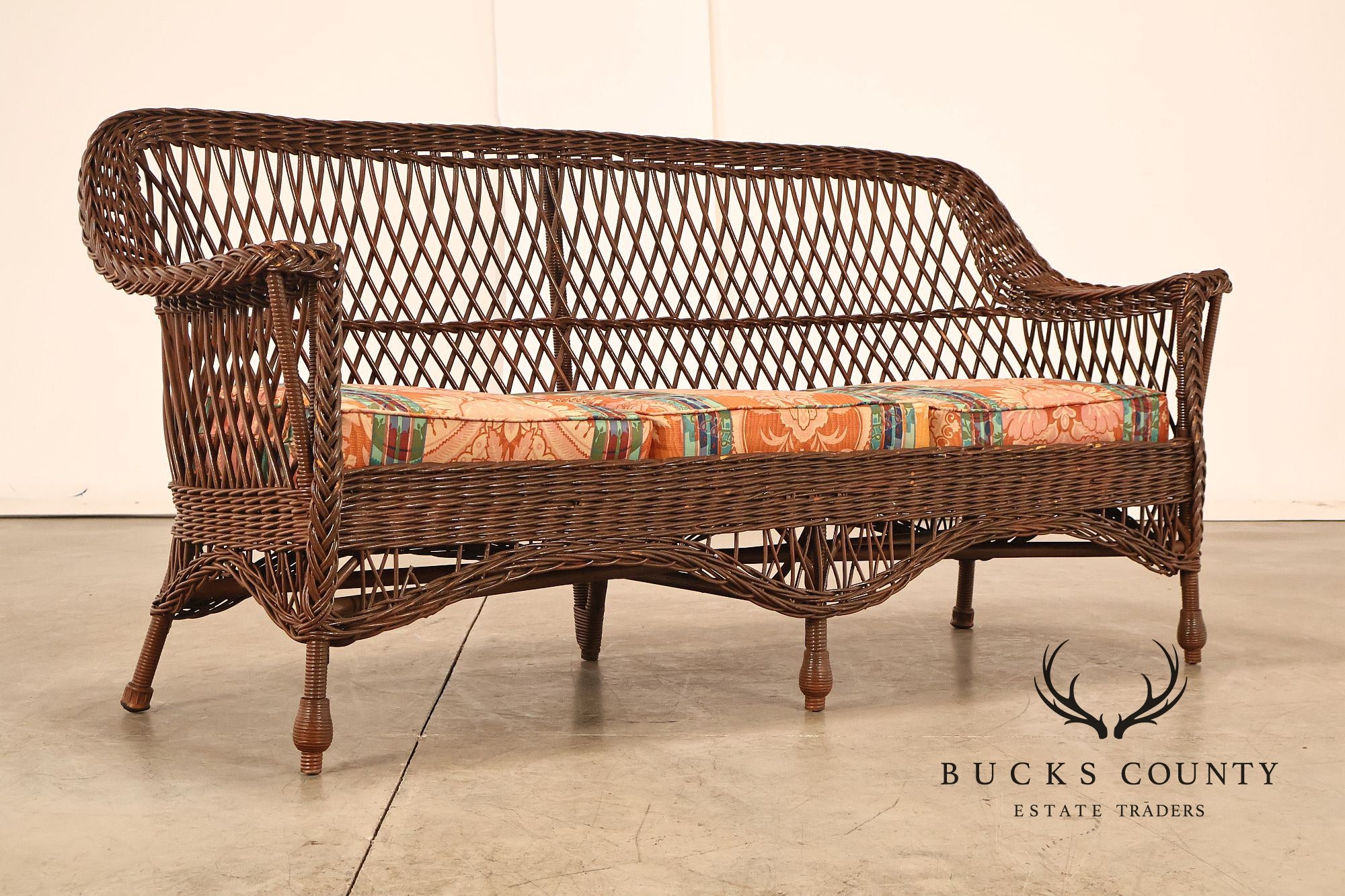 Antique Bar Harbor Style Wicker Sofa