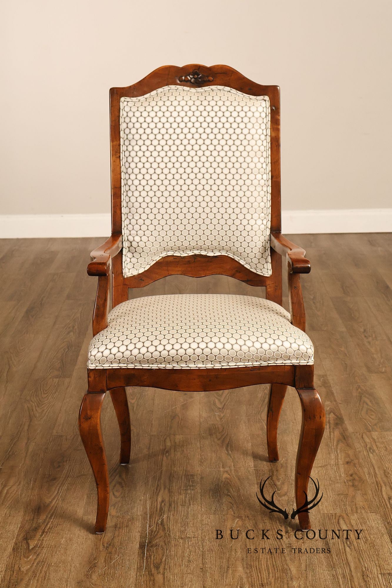 Guy Chaddock Pair Of Country French Upholstered Dining Armchairs