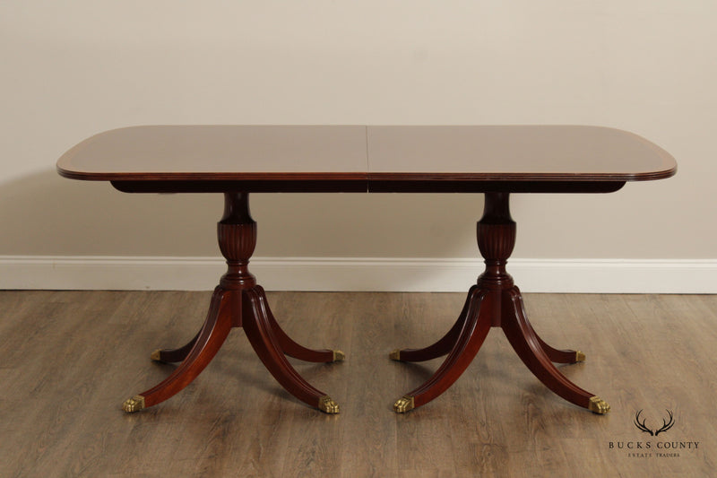Stickley Regency Style Double Pedestal Expandable Mahogany Dining Table