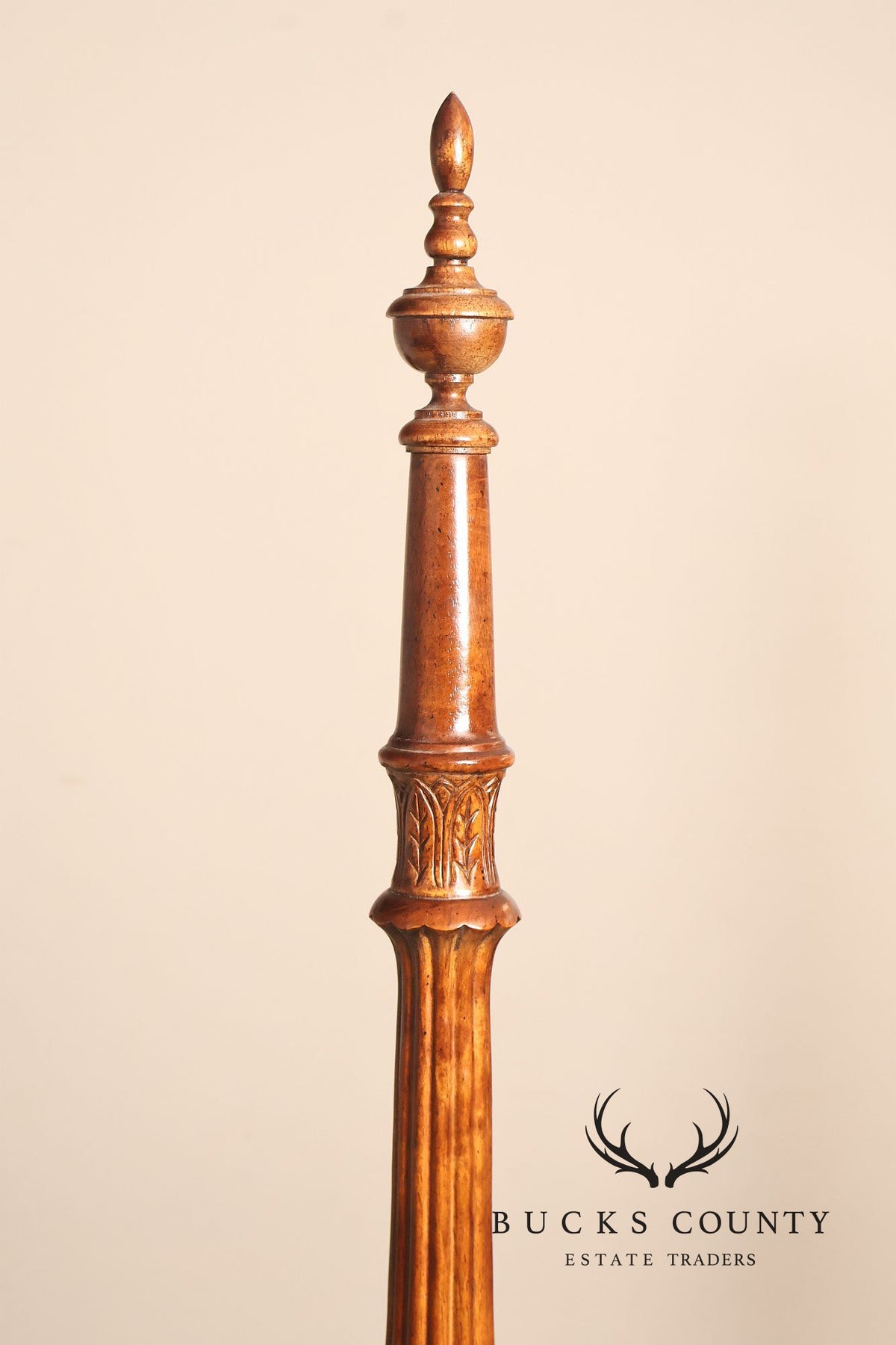 Traditional Rice Carved Mahogany Four Poster Bed