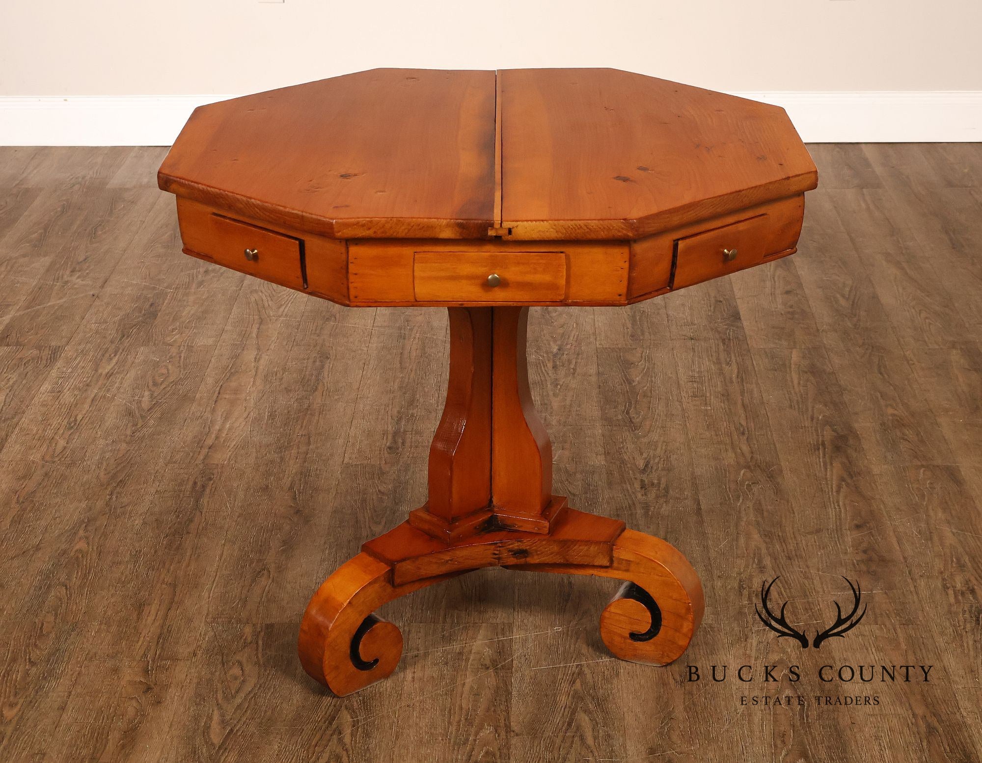 Antique Continental Pine Octagonal Rent Table