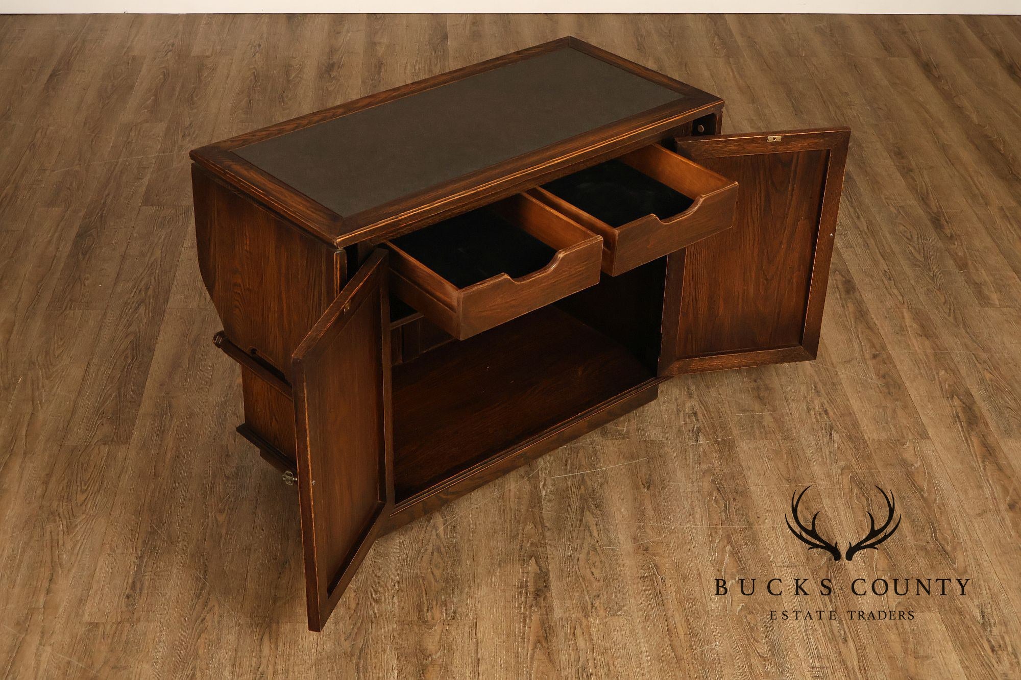 Jamestown Lounge Co. Gothic Revival Vintage Oak Drop-Leaf Server