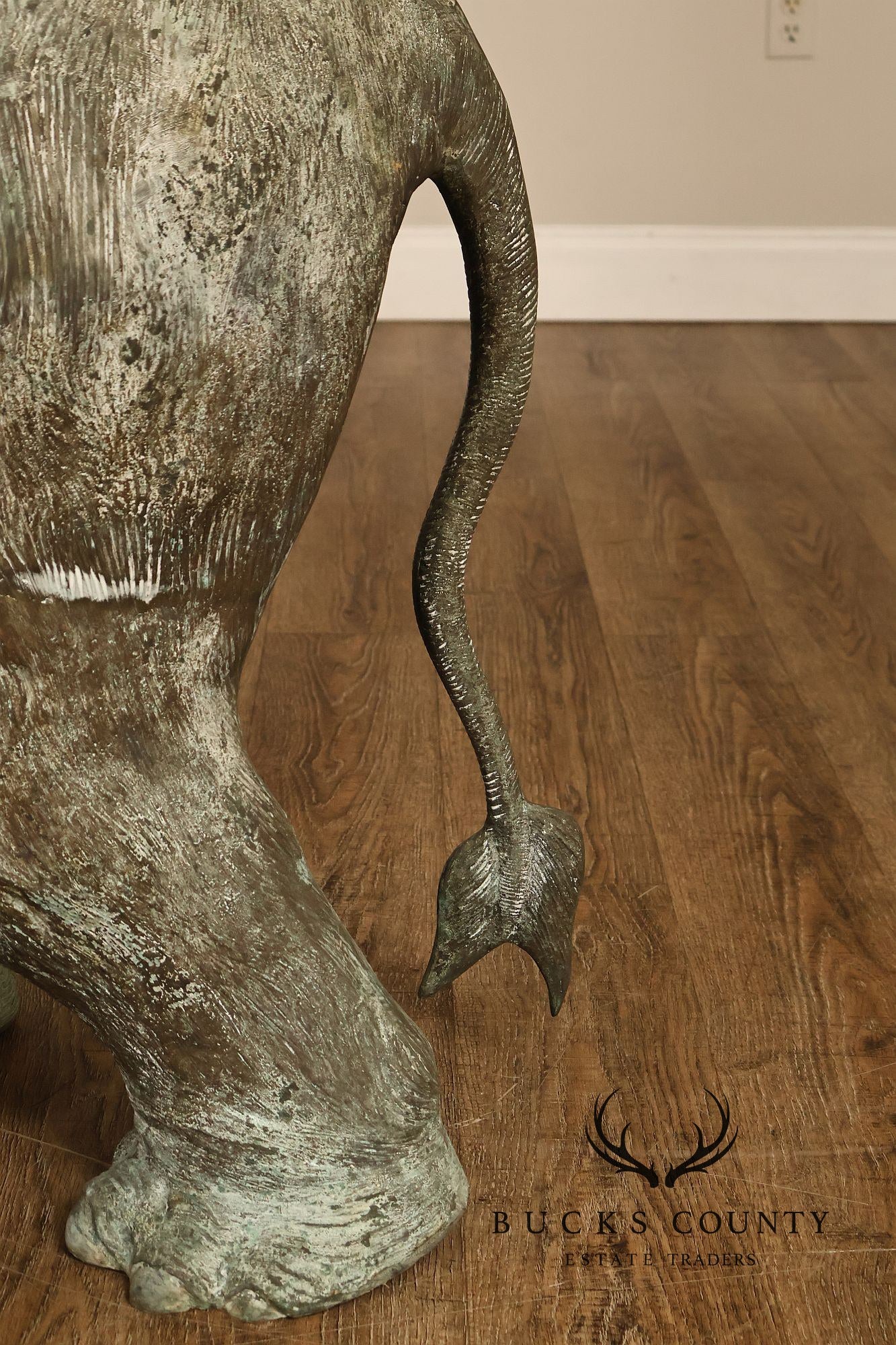 Monumental Cast Bronze Raised Trunk Elephant Garden Statue