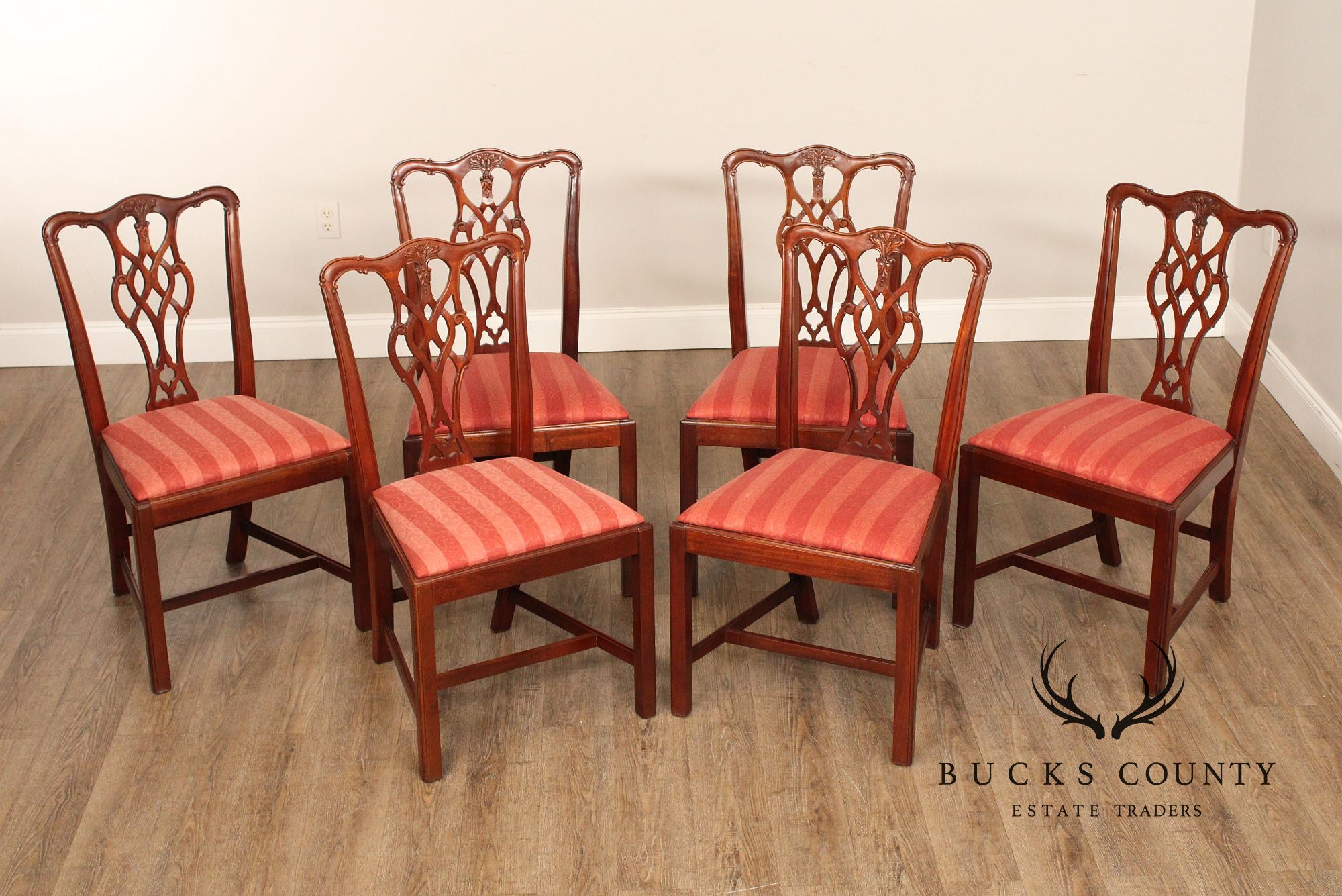 Hickory Chair Chippendale Style Set of Six Mahogany Dining Chairs