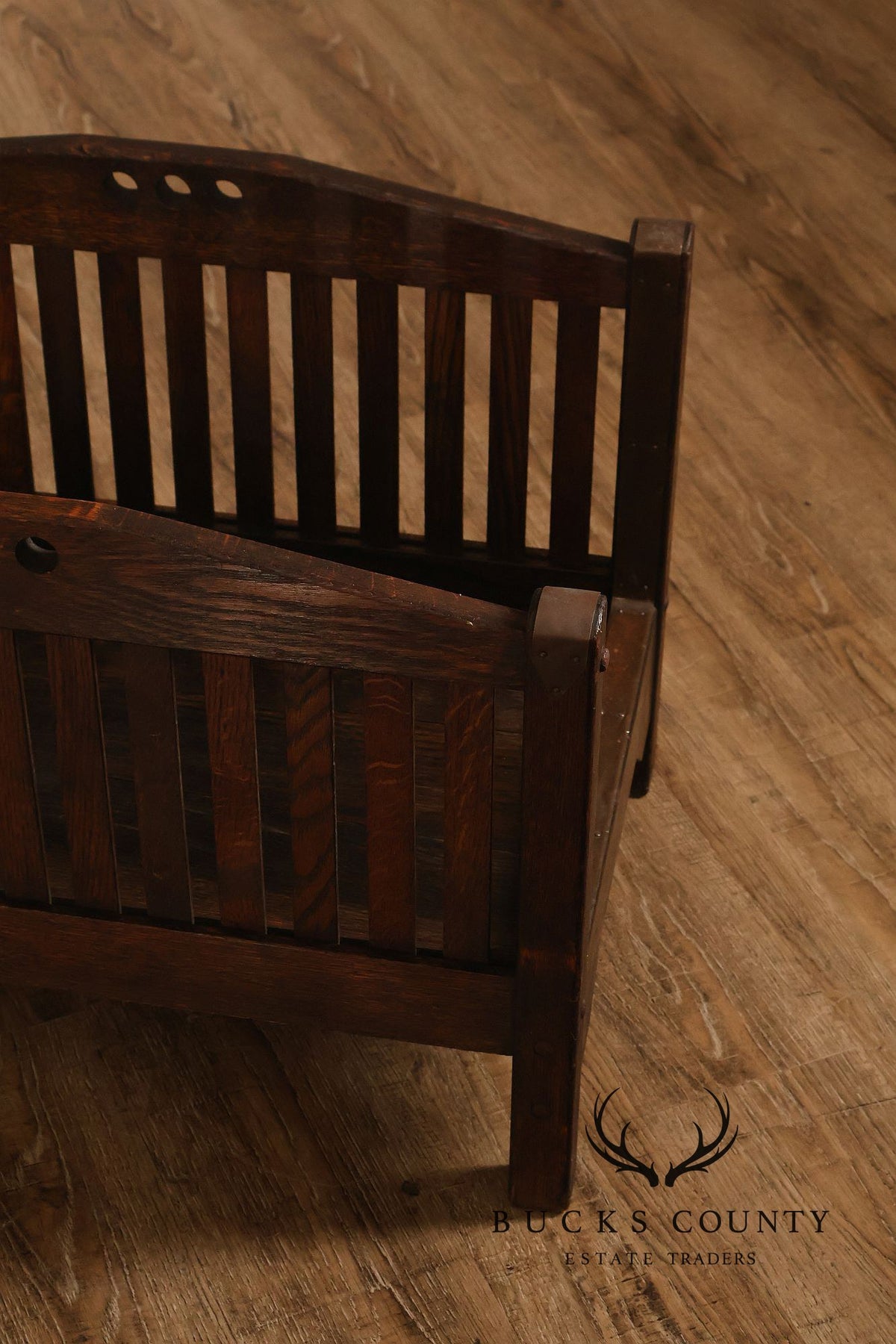 Antique Cushman Mission Oak Firewood Rack