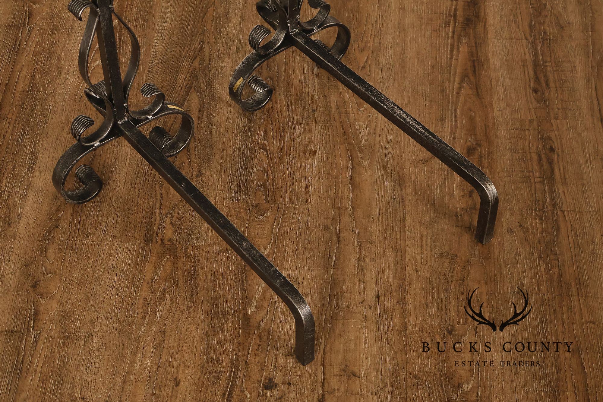 Pair of Italian Wrought Iron And Brass Fireplace Andirons