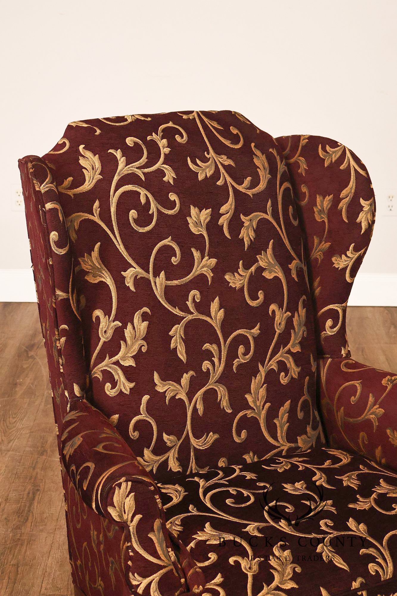 Traditional Queen Anne Style Upholstered Wingback Chair