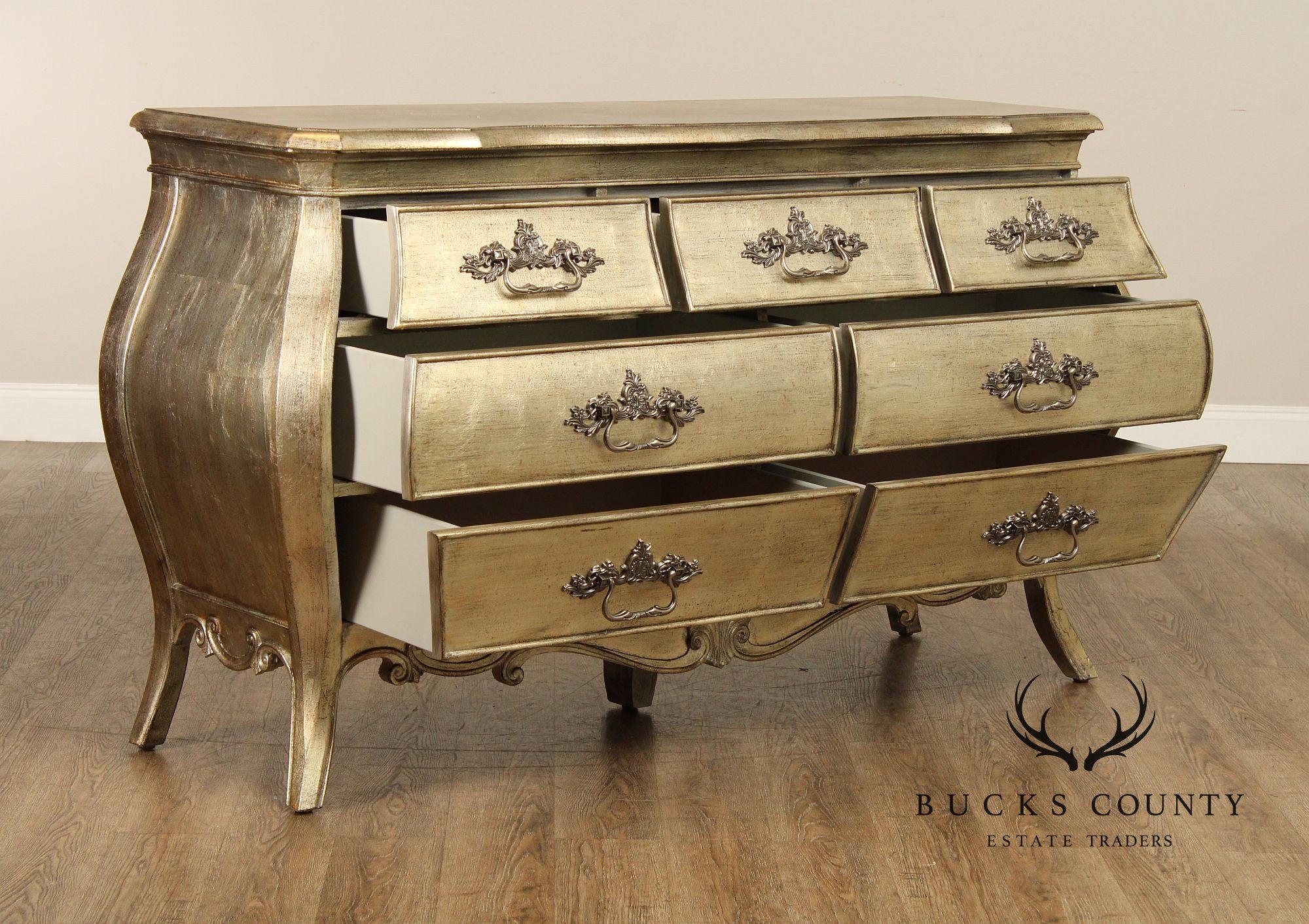 Hooker Furniture 'Sanctuary' Silver Gilt Bombe Chest