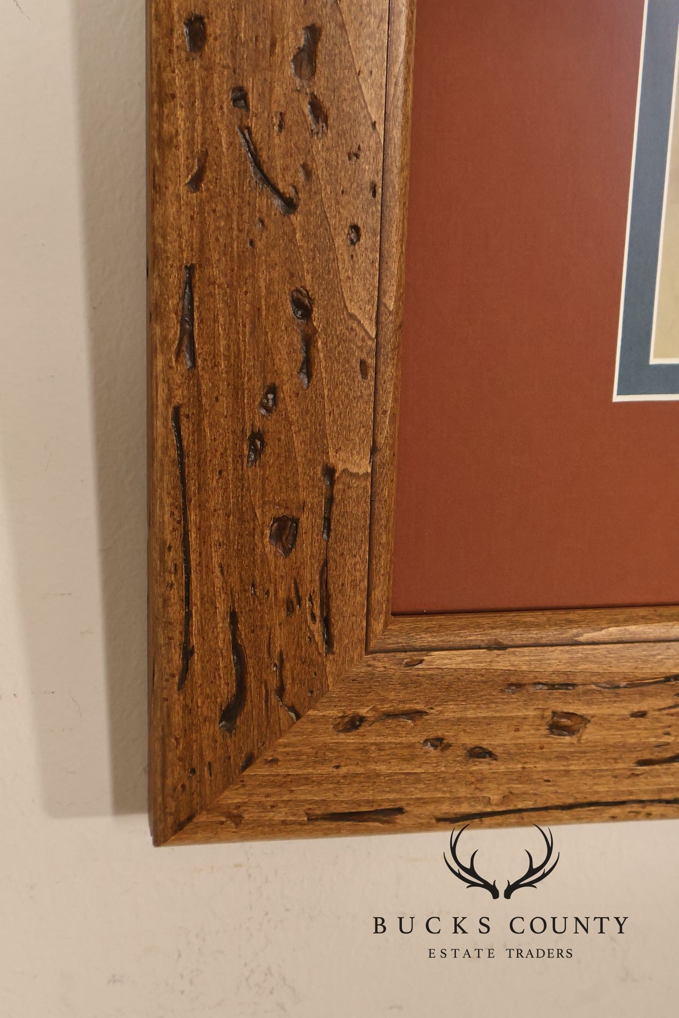 Double Matted Wood Framed Lithograph of Gustav Stickley Portrait