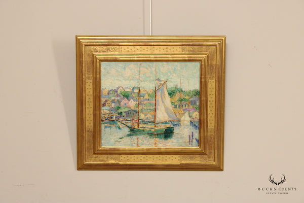 Katherine Farrell Impressionist Oil Painting, 'In Gloucester Harbor'