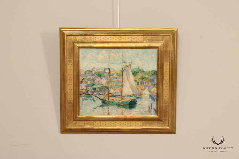 Katherine Farrell Impressionist Oil Painting, 'In Gloucester Harbor'