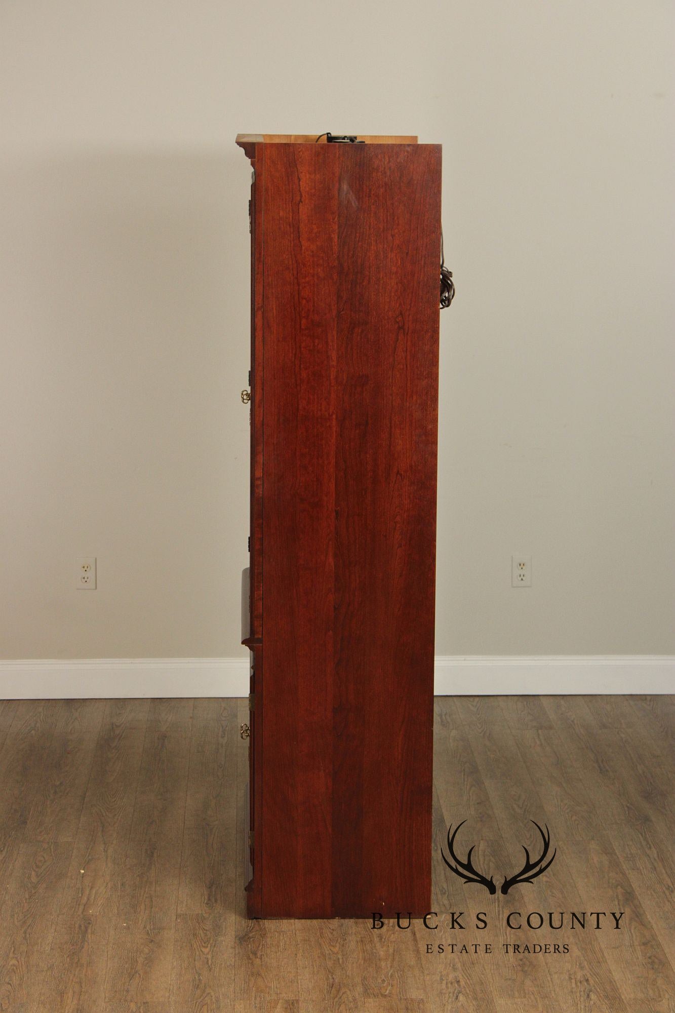 Traditional Pair Of Cherry Bookcase Display Cabinets