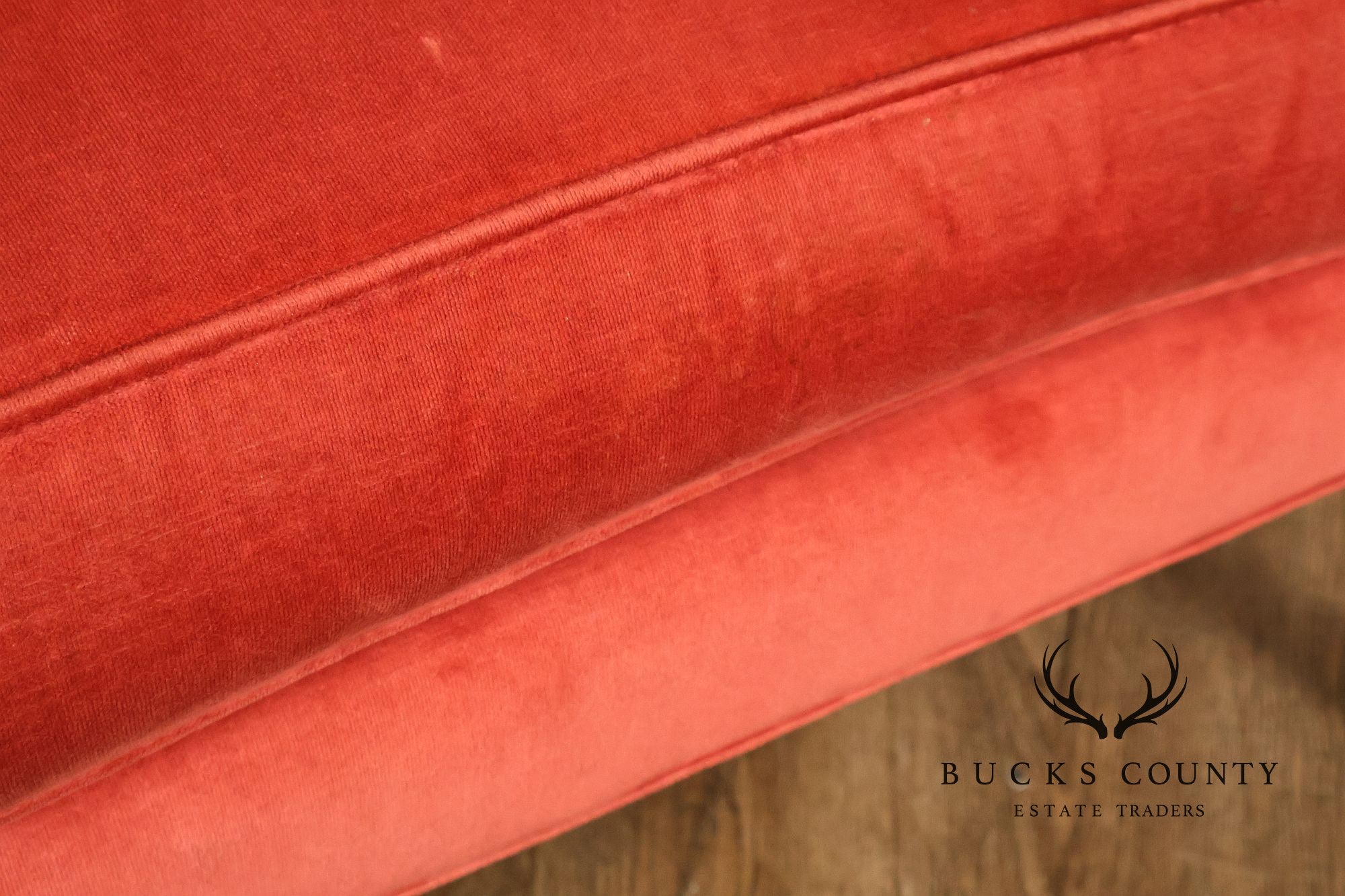 Thomasville Pair Of Traditional Coral Velvet Wingback Chairs