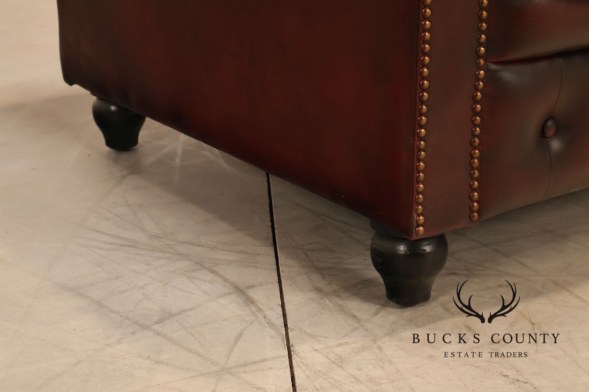 Chesterfield Style Pair Of Oxford Red Tufted Leather Club Chairs